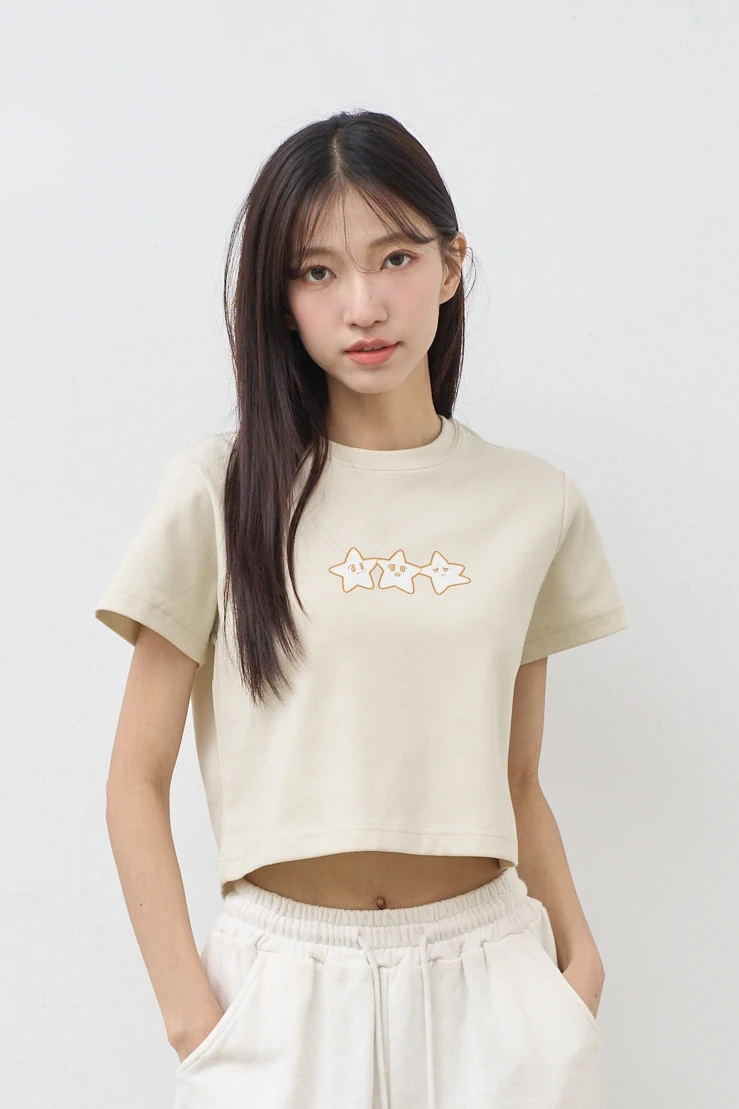 ★★★  女短版雲朵TEE