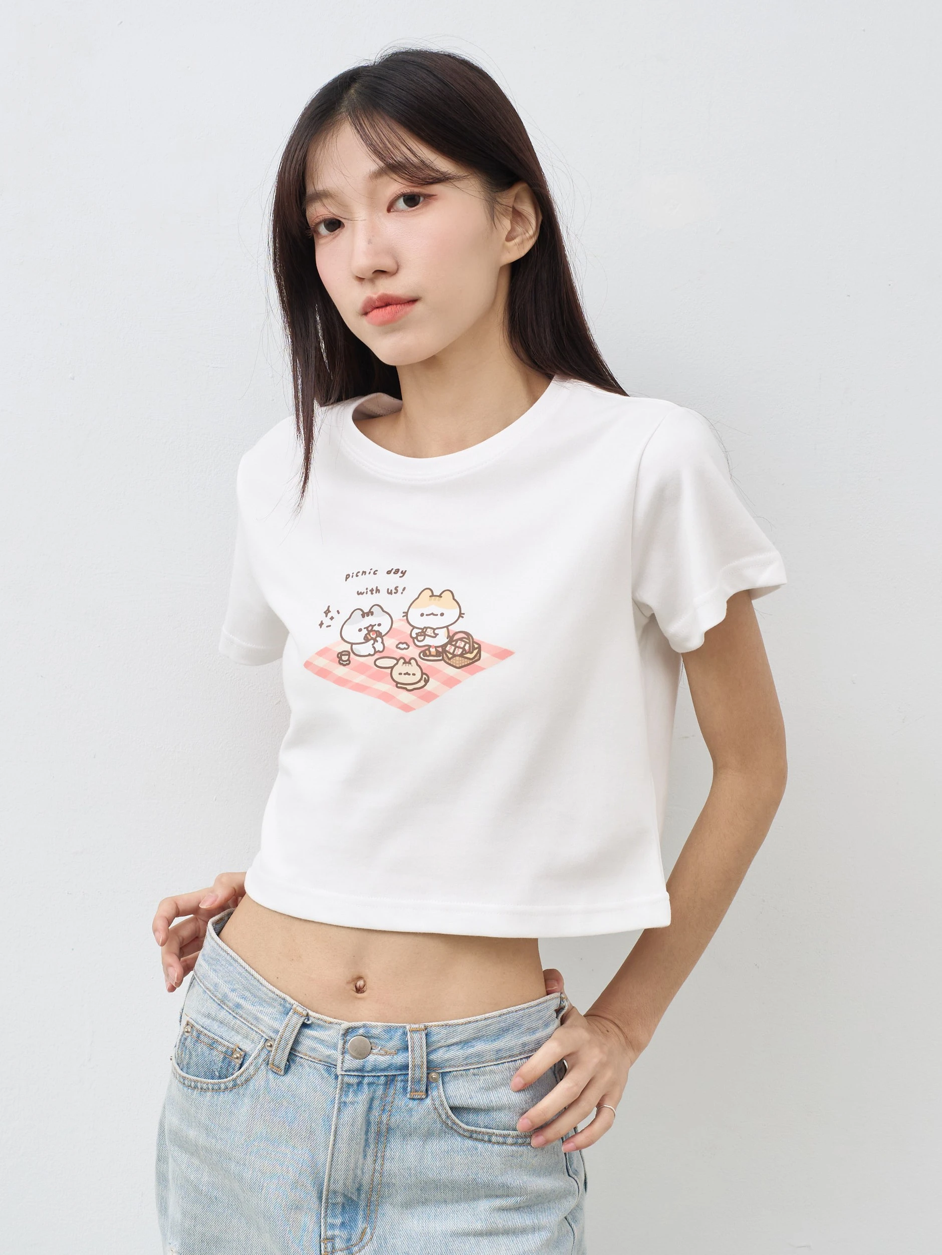 軟爛野餐日  女短版雲朵TEE