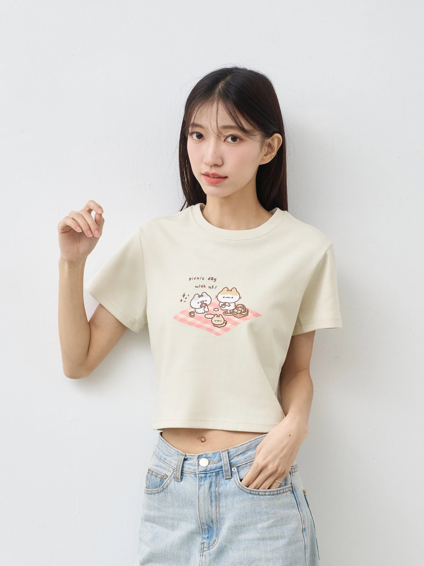軟爛野餐日  女短版雲朵TEE