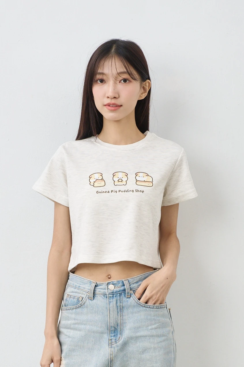 天竺鼠布丁布丁店  女短版雲朵TEE