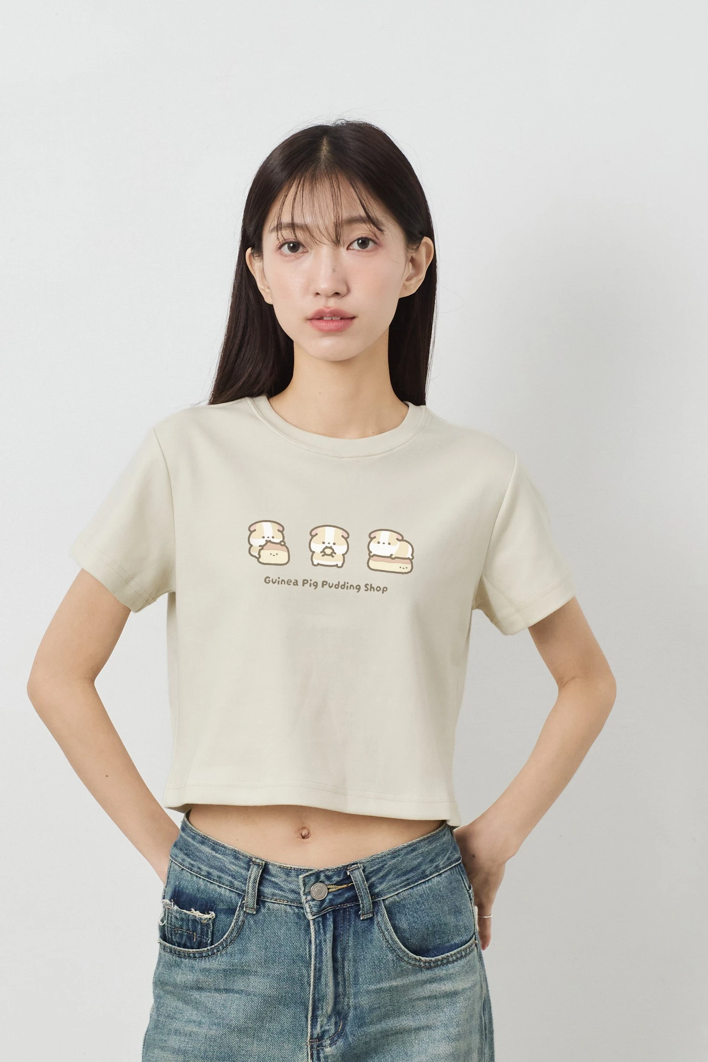 天竺鼠布丁布丁店  女短版雲朵TEE