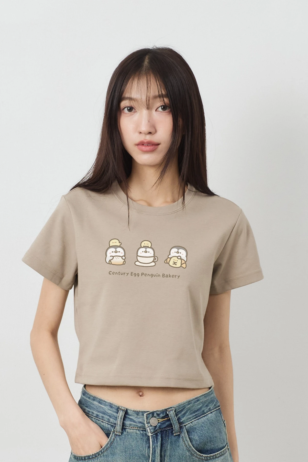 企鵝皮蛋麵包店  女短版雲朵TEE