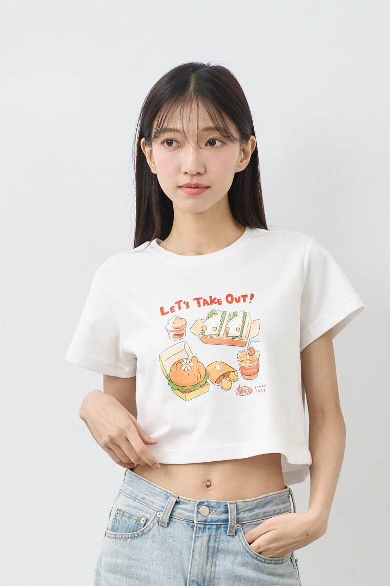 Let's Take Out!  女短版雲朵TEE