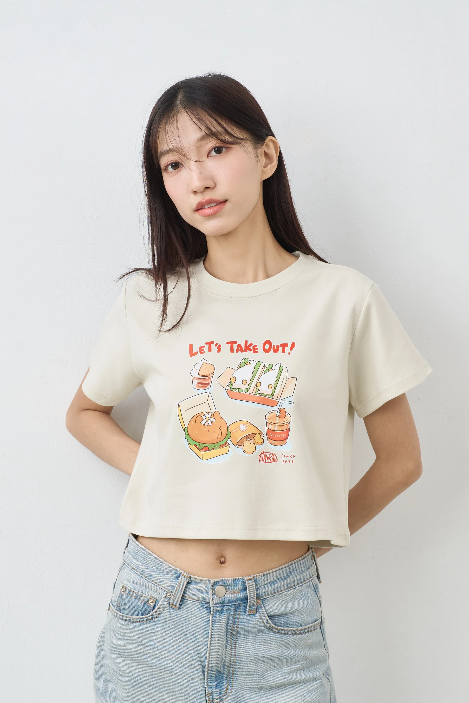 Let's Take Out!  女短版雲朵TEE