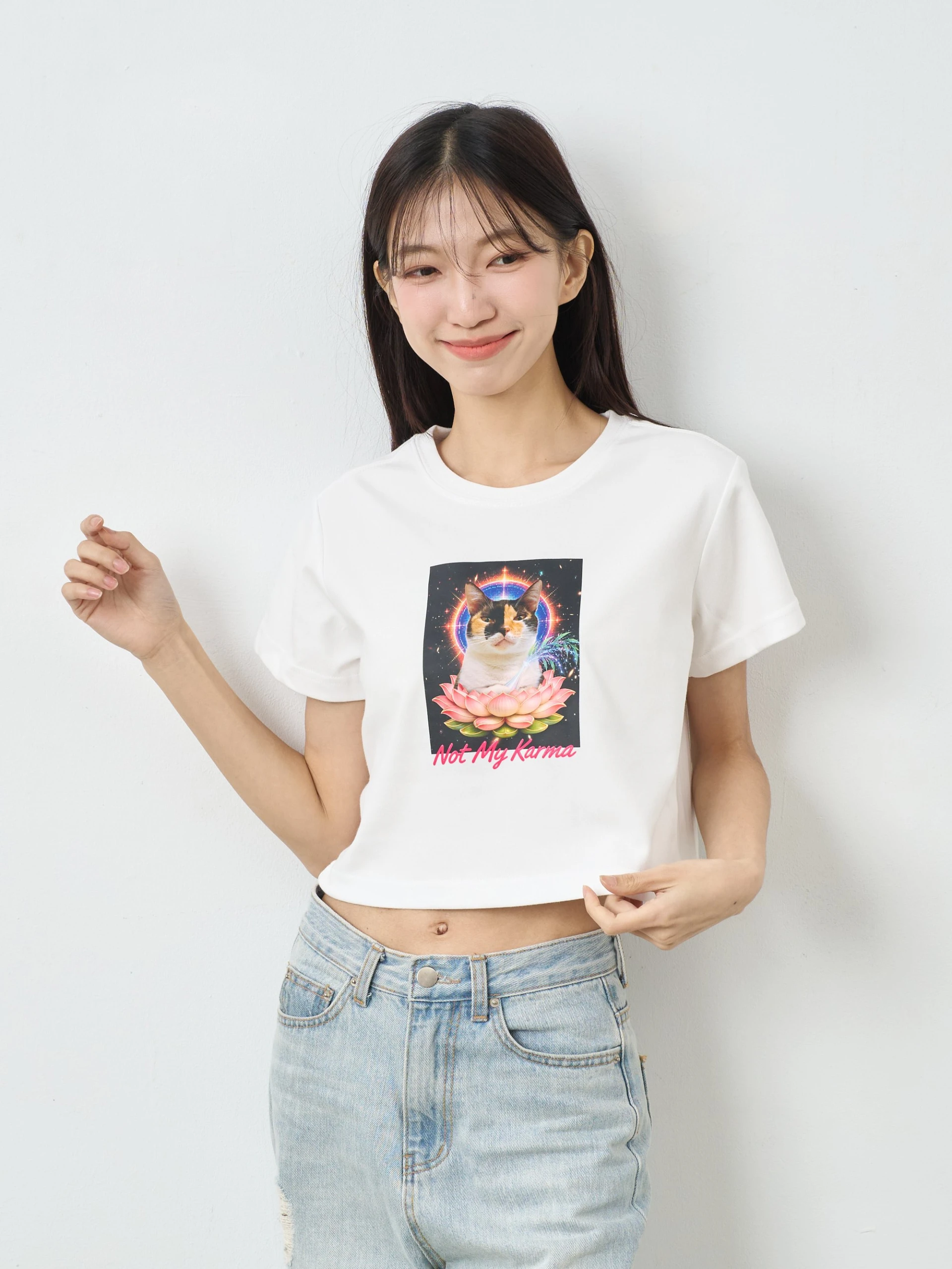 巴努｜關我貓事 女短版雲朵TEE