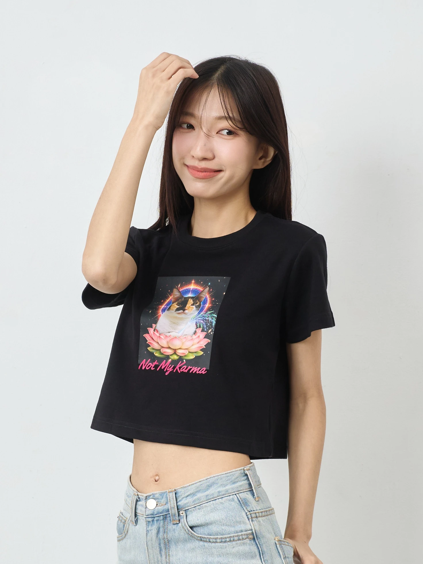 巴努｜關我貓事 女短版雲朵TEE
