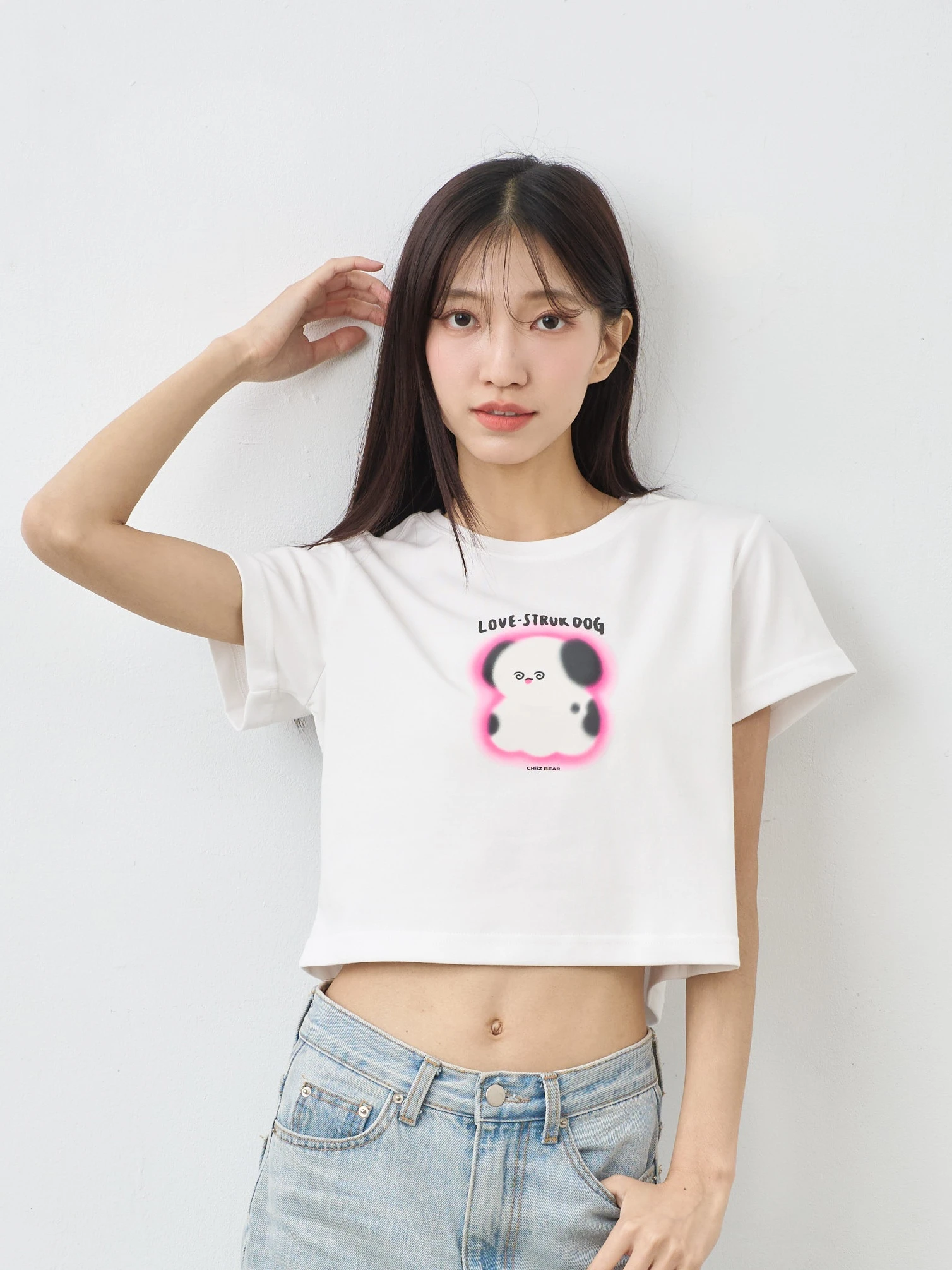 暈船小狗  女短版雲朵TEE