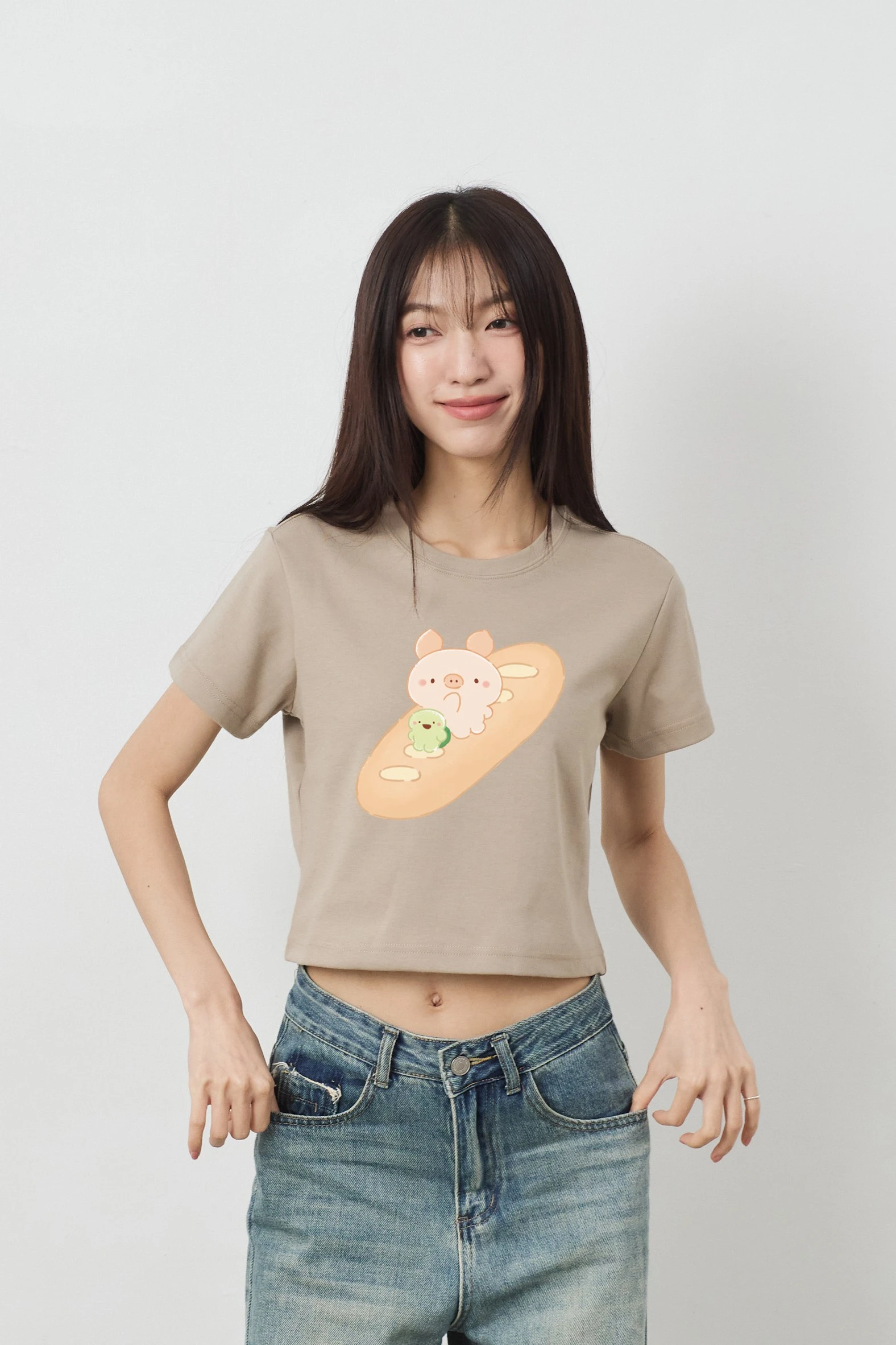 法國麵包  女短版雲朵TEE