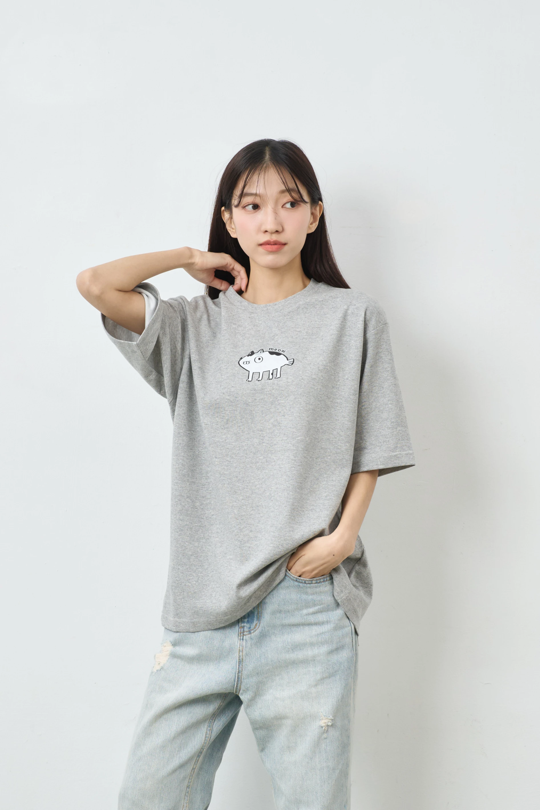 魚腳meow  親膚雲朵TEE(麻花)