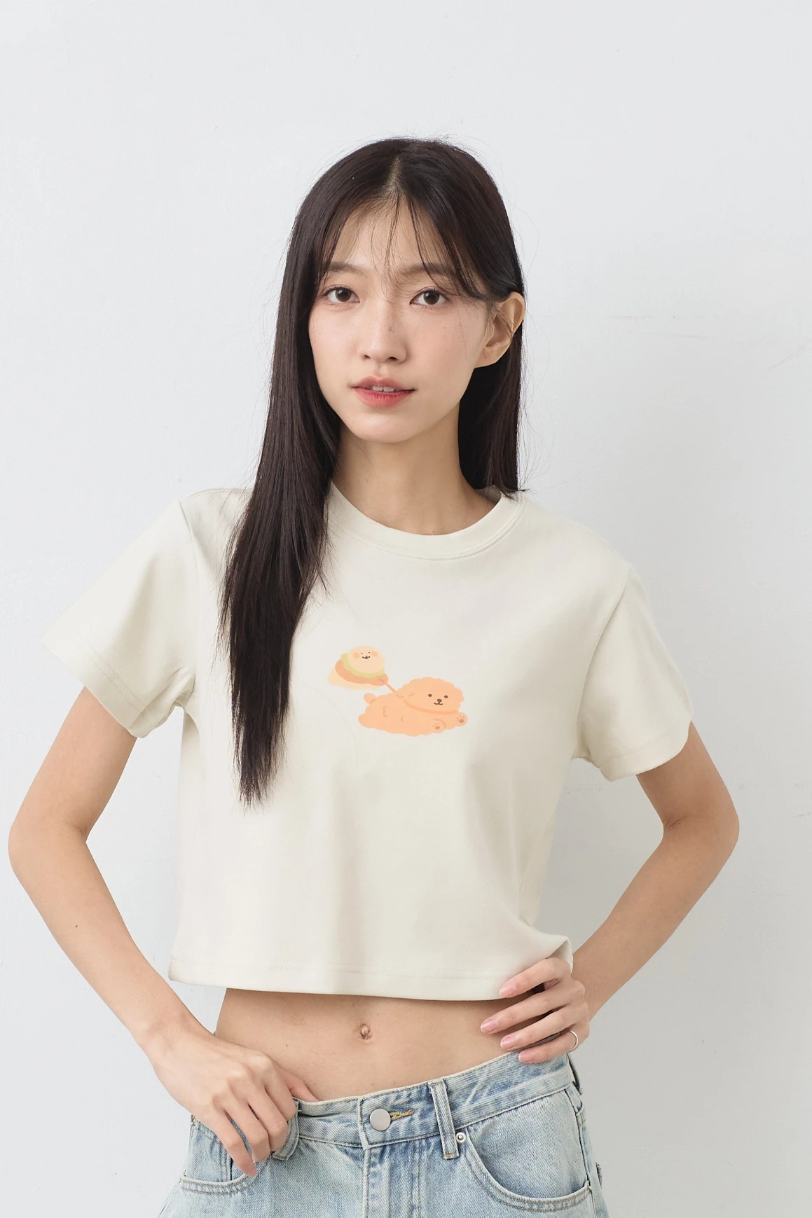 和狗狗出去玩 女短版雲朵TEE