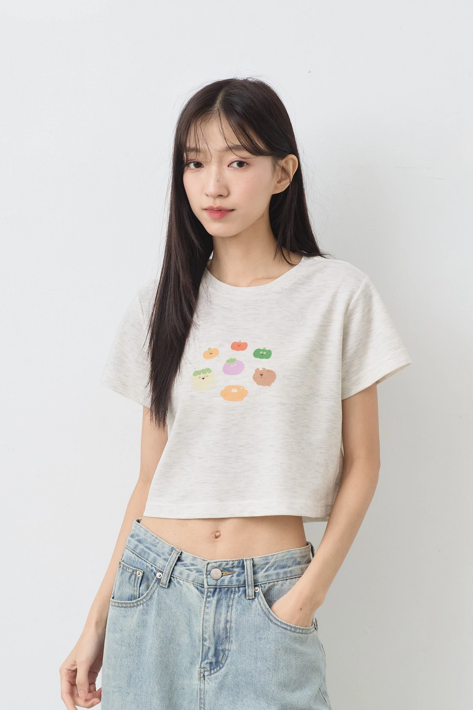 集合 ! 好吃的朋友們 !  女短版雲朵TEE (麻花)