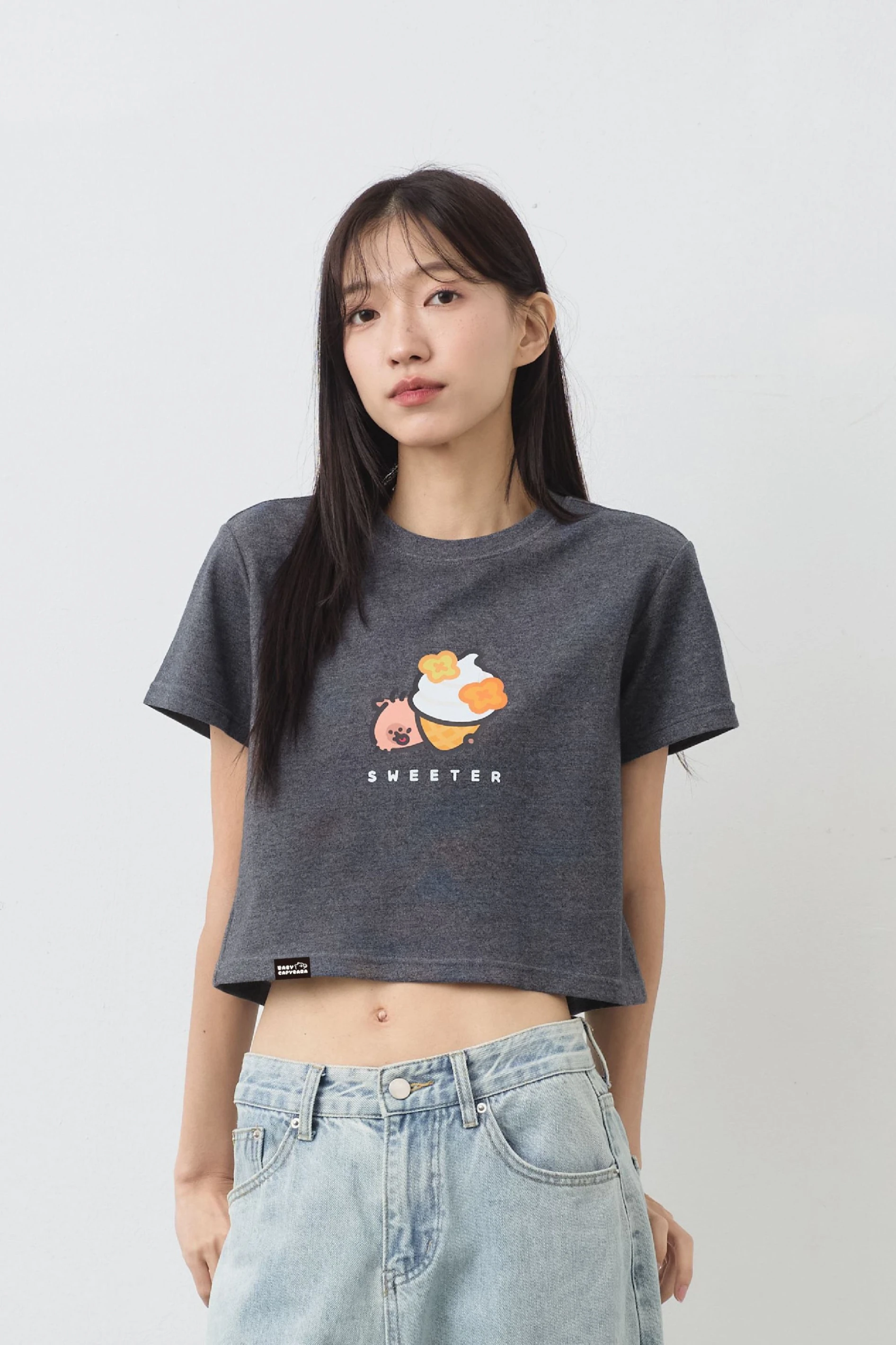甜點狂熱份子  女短版雲朵TEE (麻花)