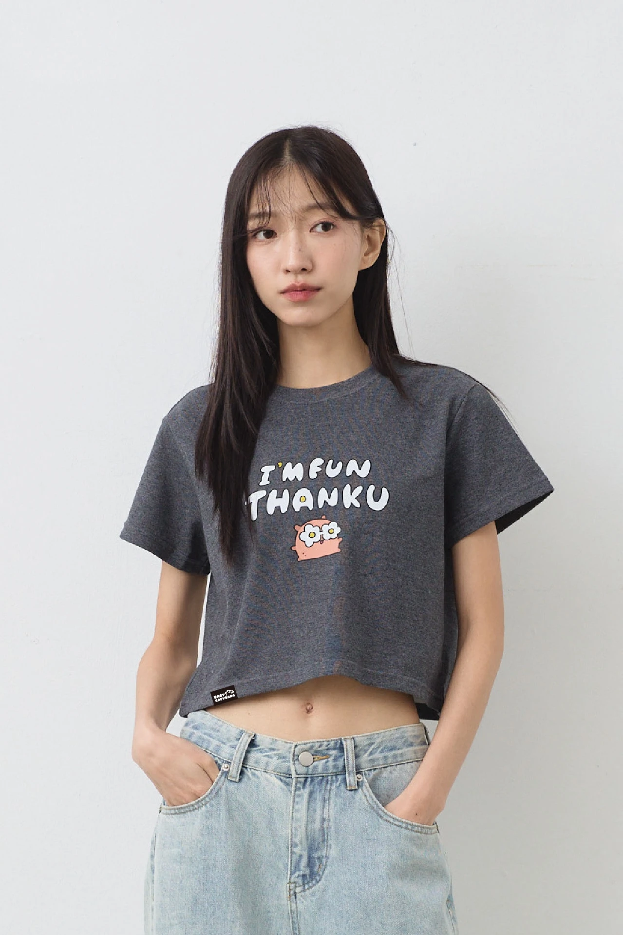 謝謝我很快樂  女短版雲朵TEE (麻花)