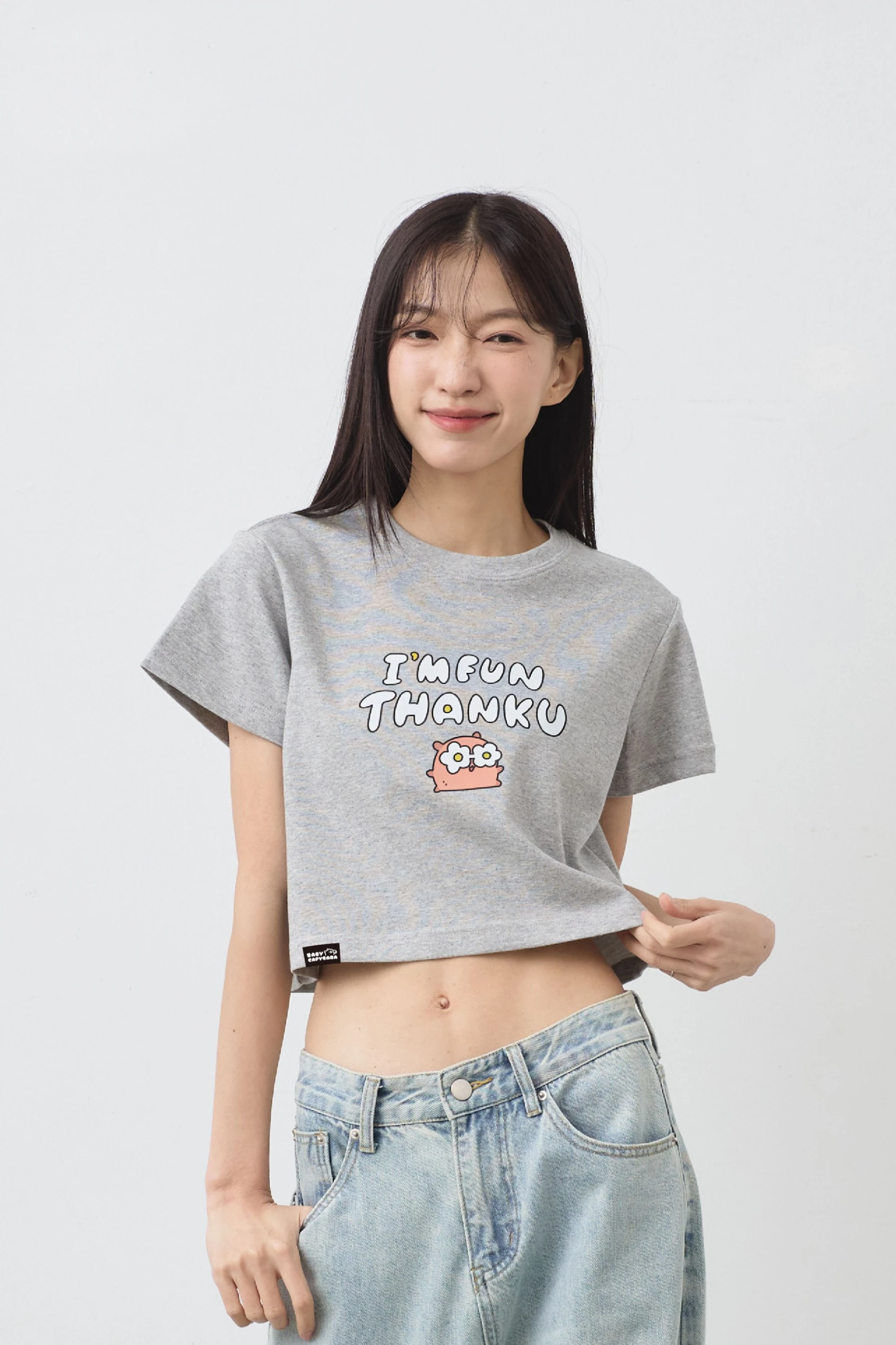 謝謝我很快樂  女短版雲朵TEE (麻花)