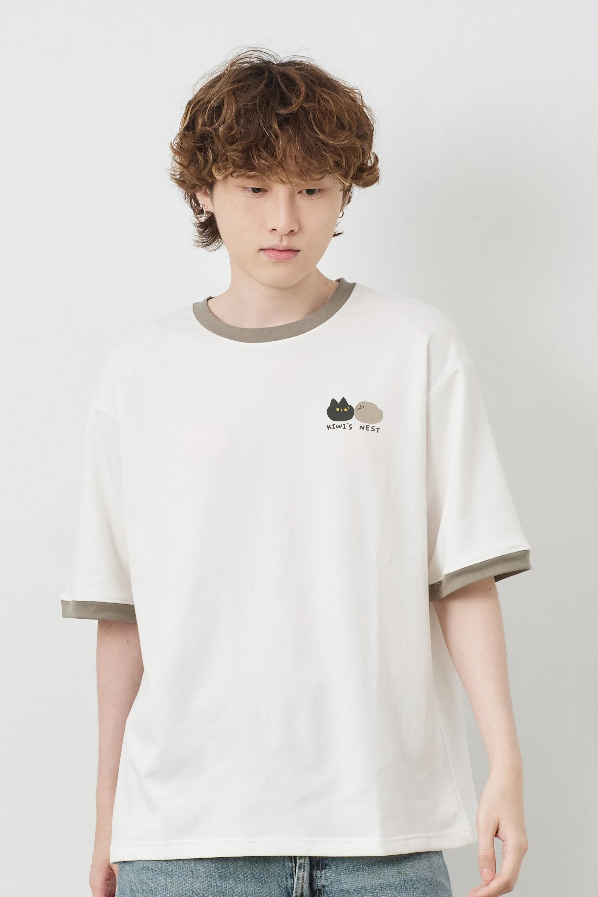 滑板黑貓與鳥 跳色空氣TEE