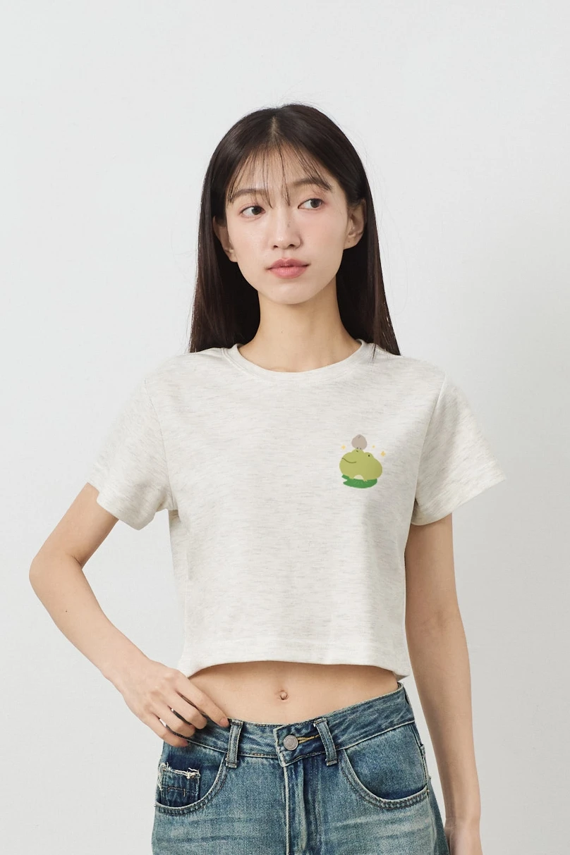 青蛙眨眼  女短版雲朵TEE (麻花)