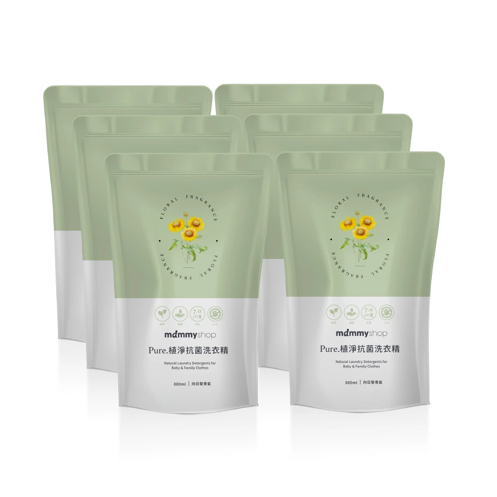 PURE 植淨抗菌洗衣精800ml補充包 6入組 (800ml*6)