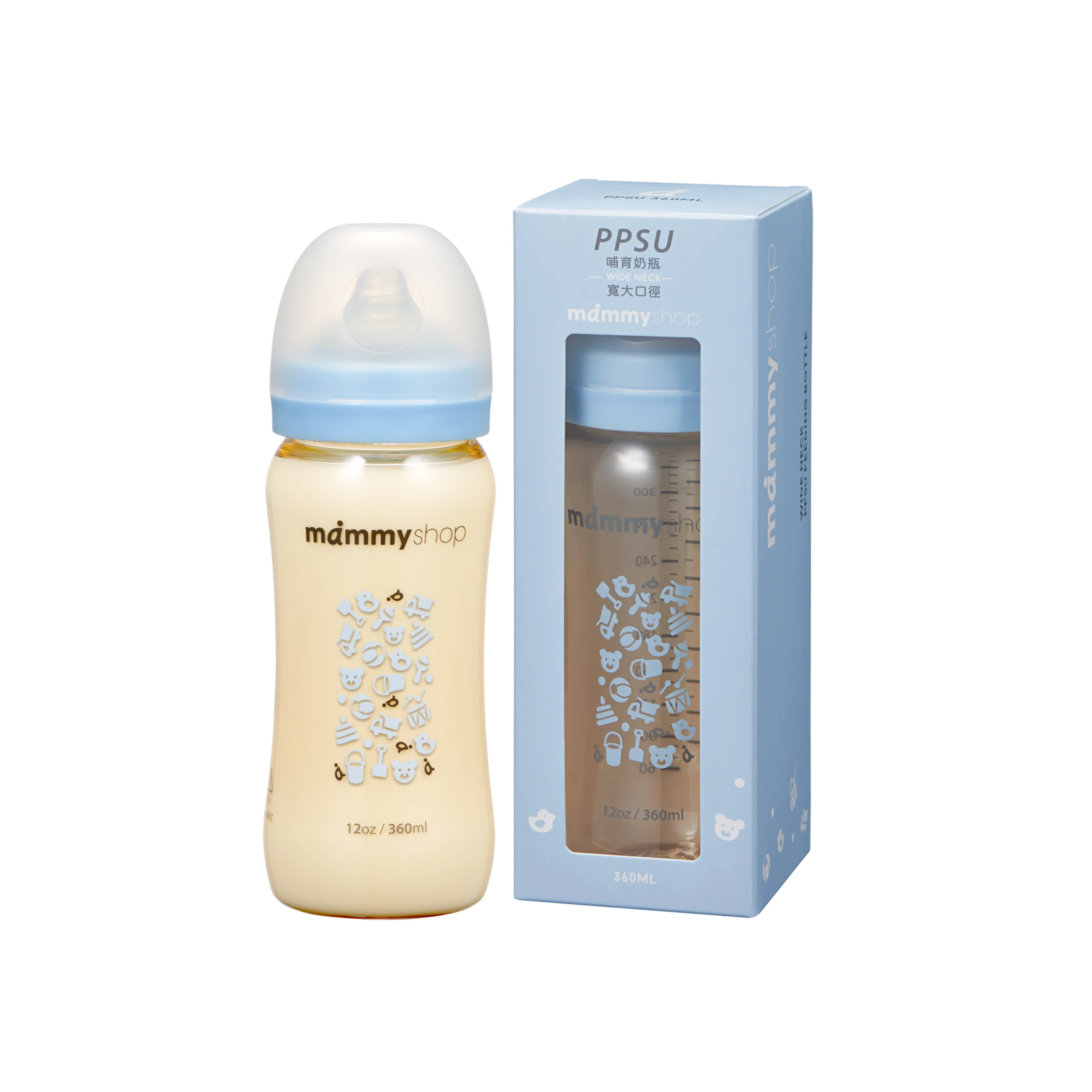 母感體驗2.5 - PPSU奶瓶 360ml (寬大口徑 / 朵朵藍)