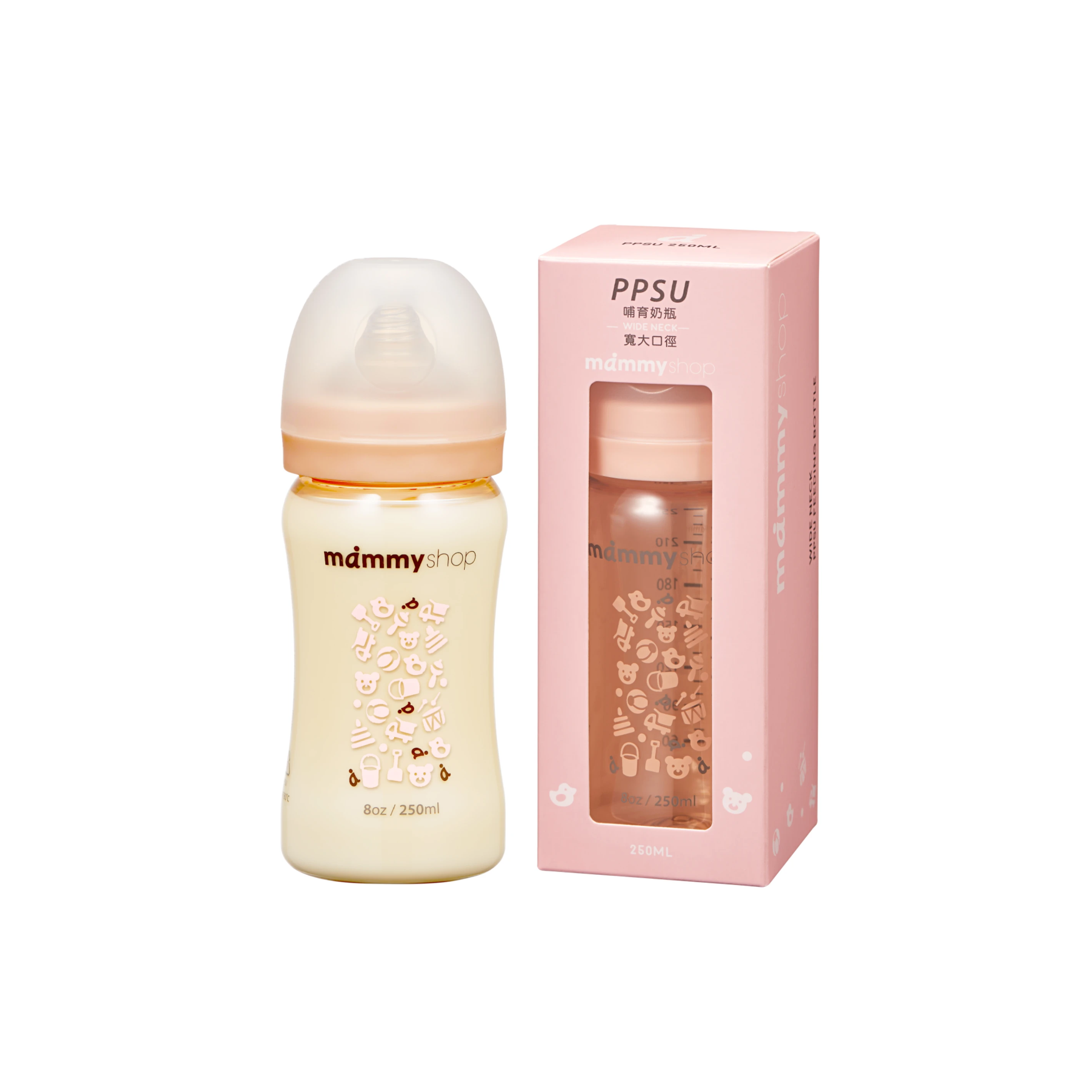 母感體驗2.5 - PPSU奶瓶 250ml (寬大口徑 / 杏桃粉)