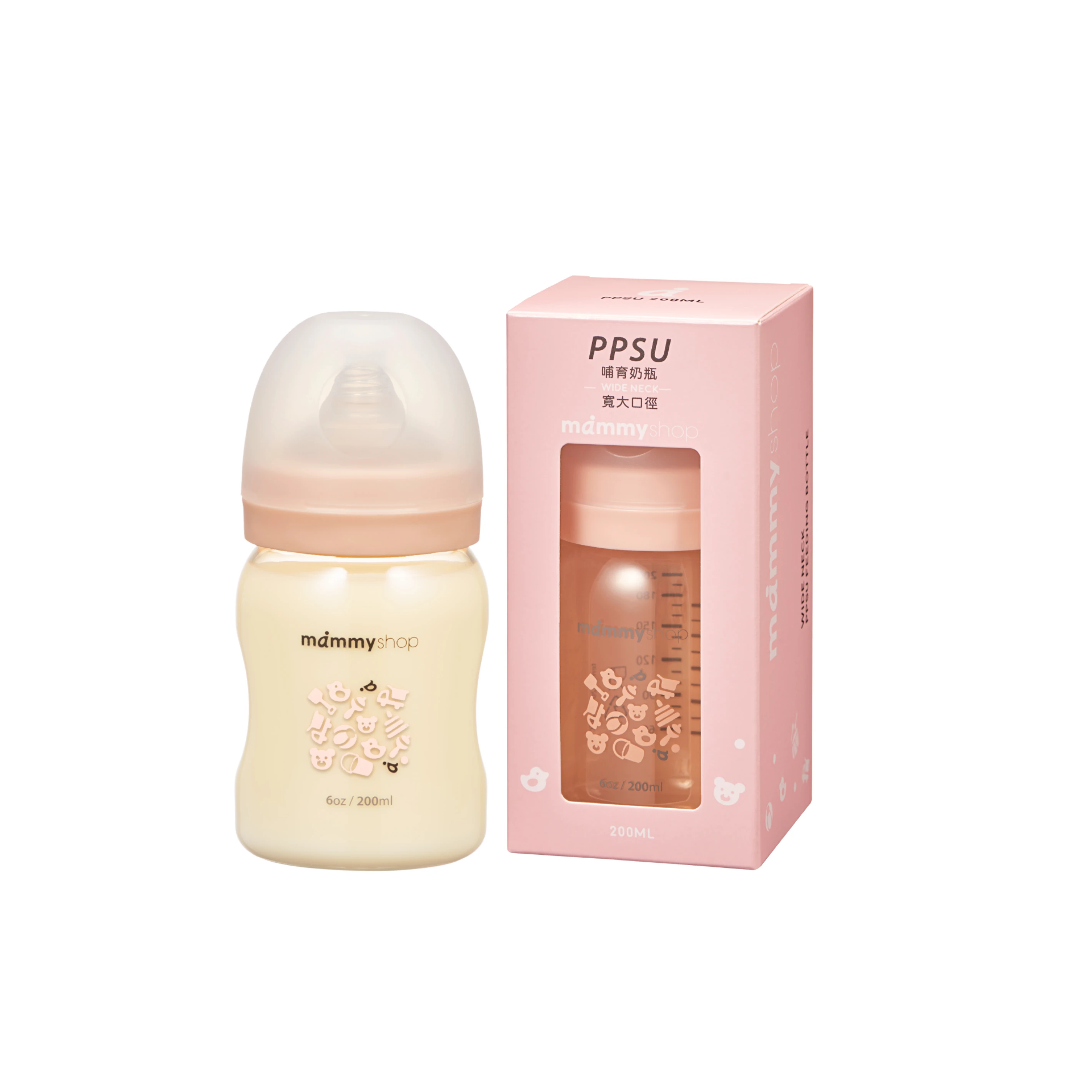 母感體驗2.5 - PPSU奶瓶 200ml (寬大口徑 / 杏桃粉)