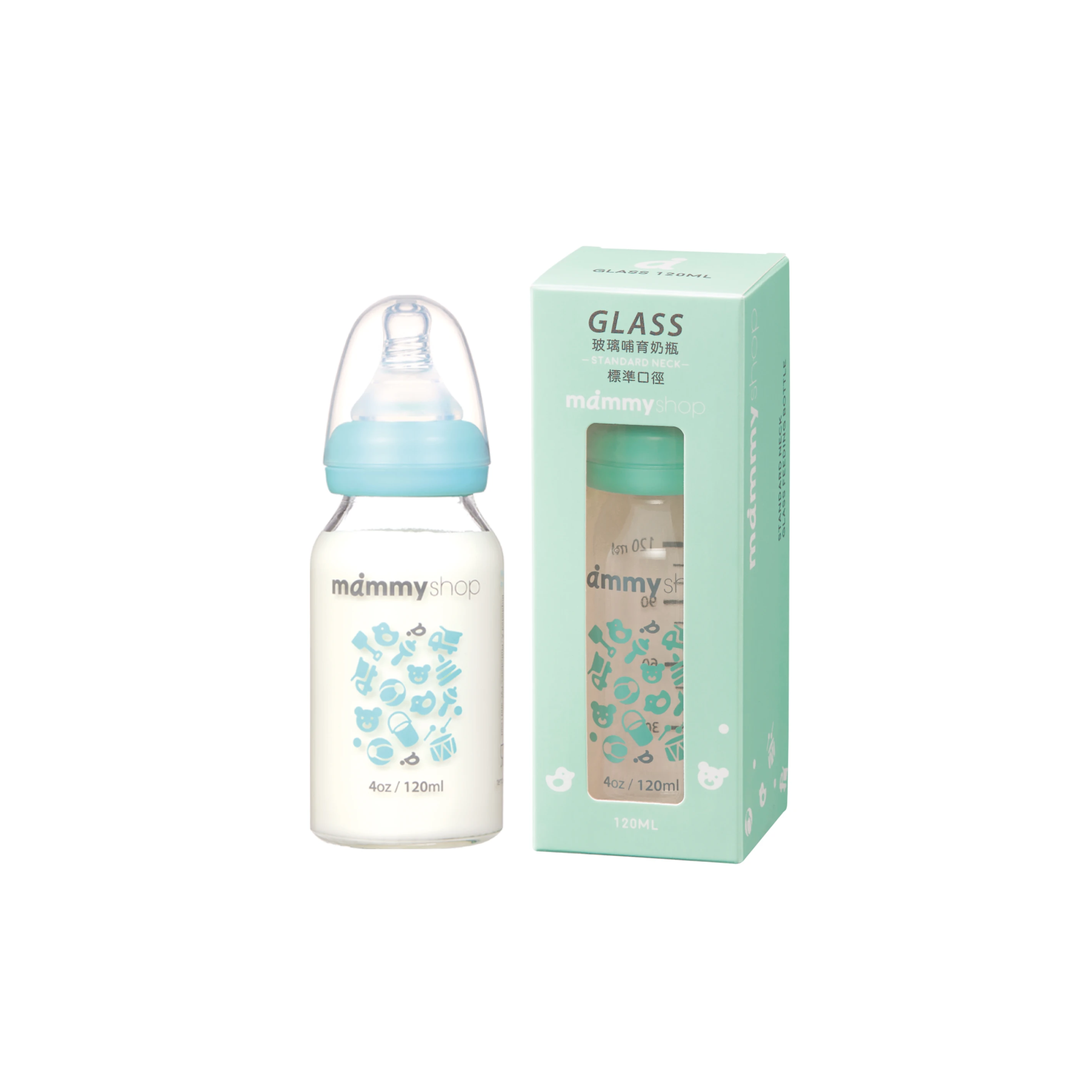 母感體驗2.5 - 玻璃奶瓶 120ml (標準口徑 / 湖水綠)
