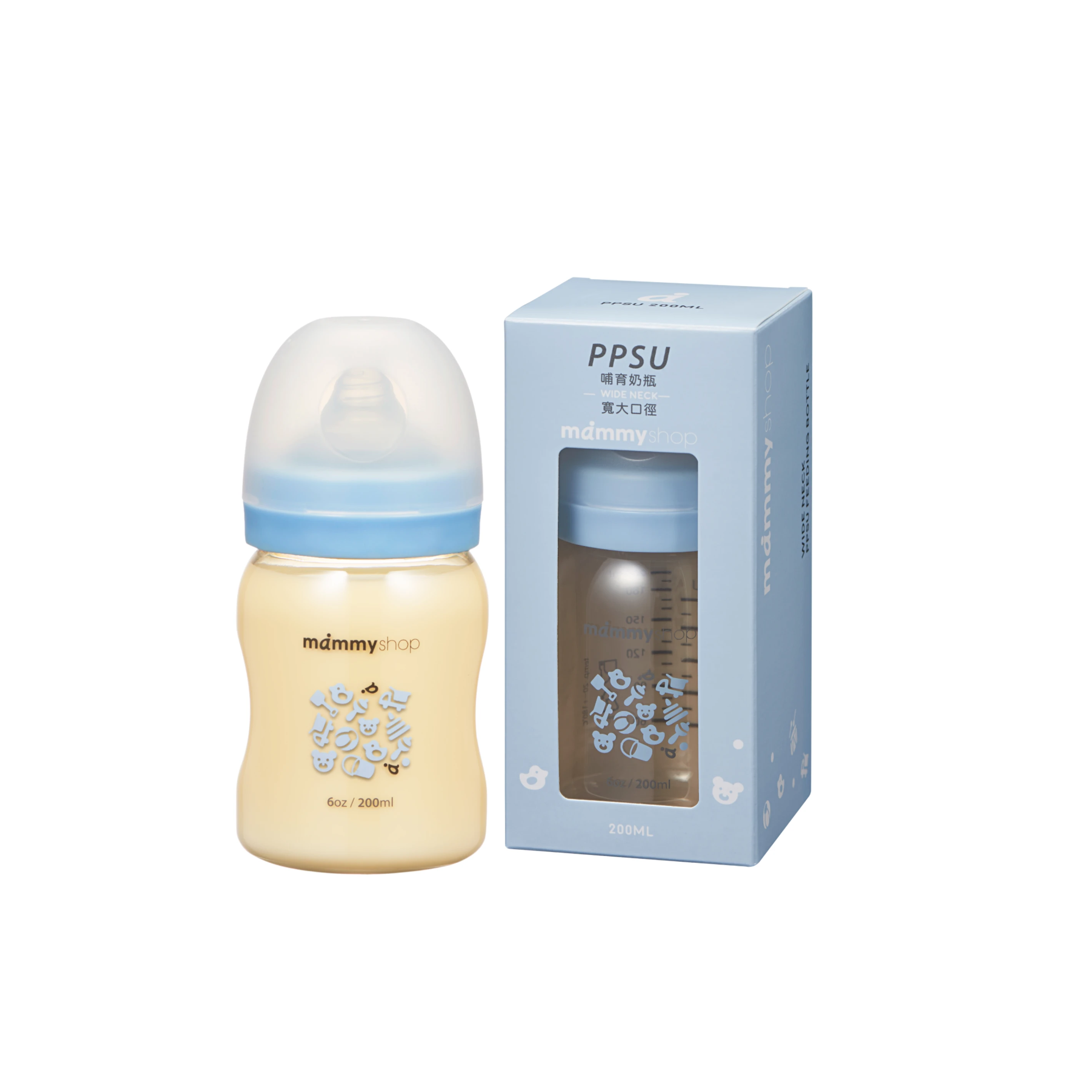 母感體驗2.5 - PPSU奶瓶 200ml (寬大口徑 / 朵朵藍)