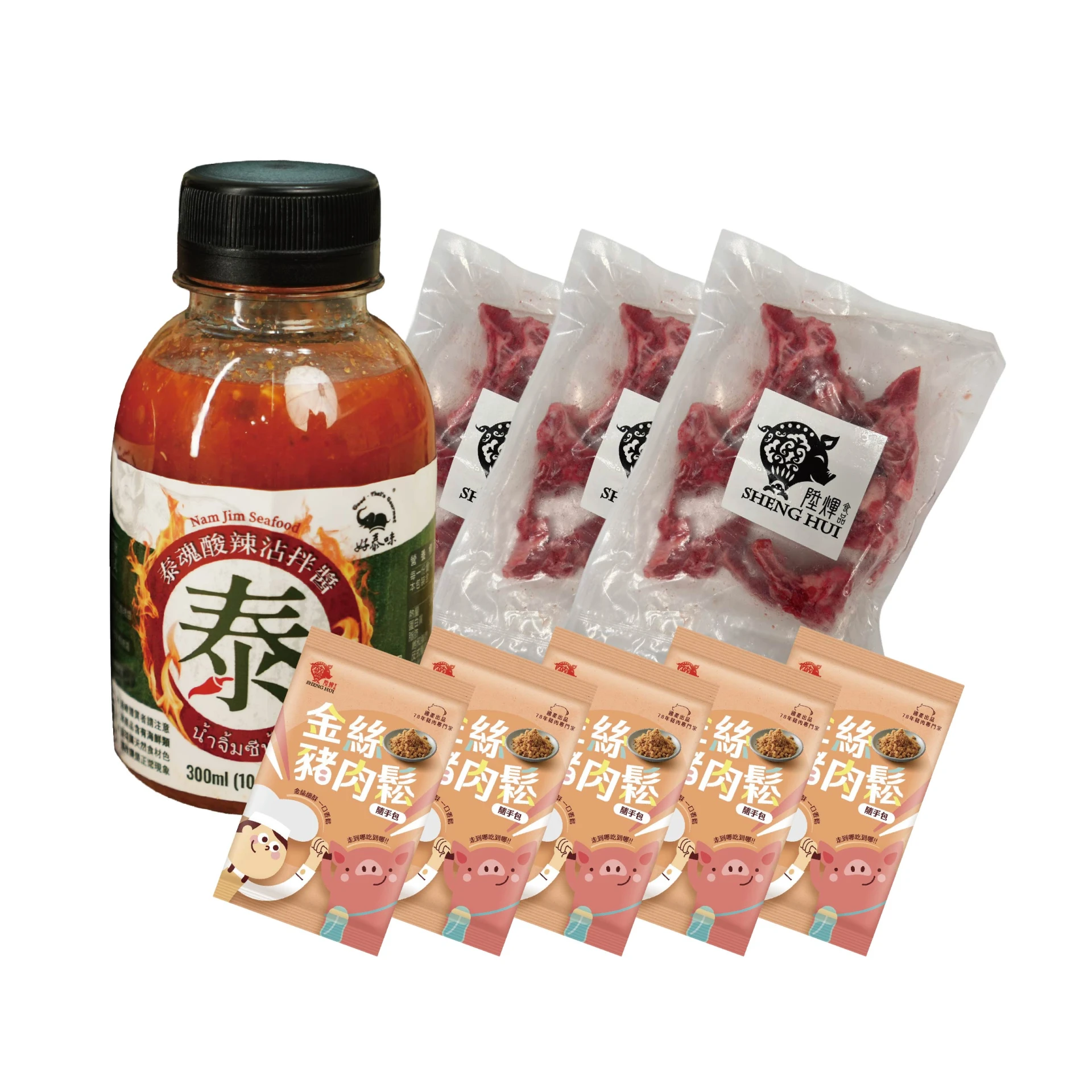 1號組 泰魂酸辣火山排骨｜極限肉霸排骨3包＋沾拌醬
