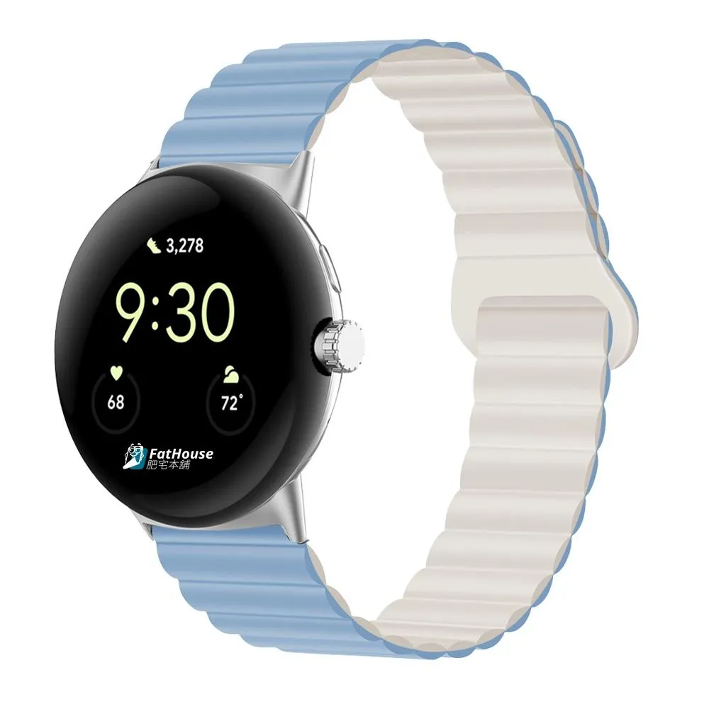 Google Pixel Watch 5 4 3 2 45MM 41MM 磁吸矽膠錶帶 磁吸 雙色 矽膠錶帶 錶帶