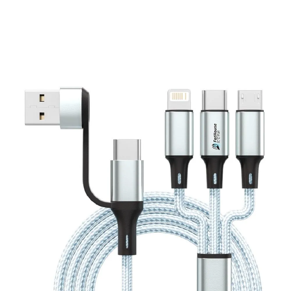 六合一 編織線 Usb/Type-C 三頭充電線 Type-C 安卓 蘋果 編織線 多頭線