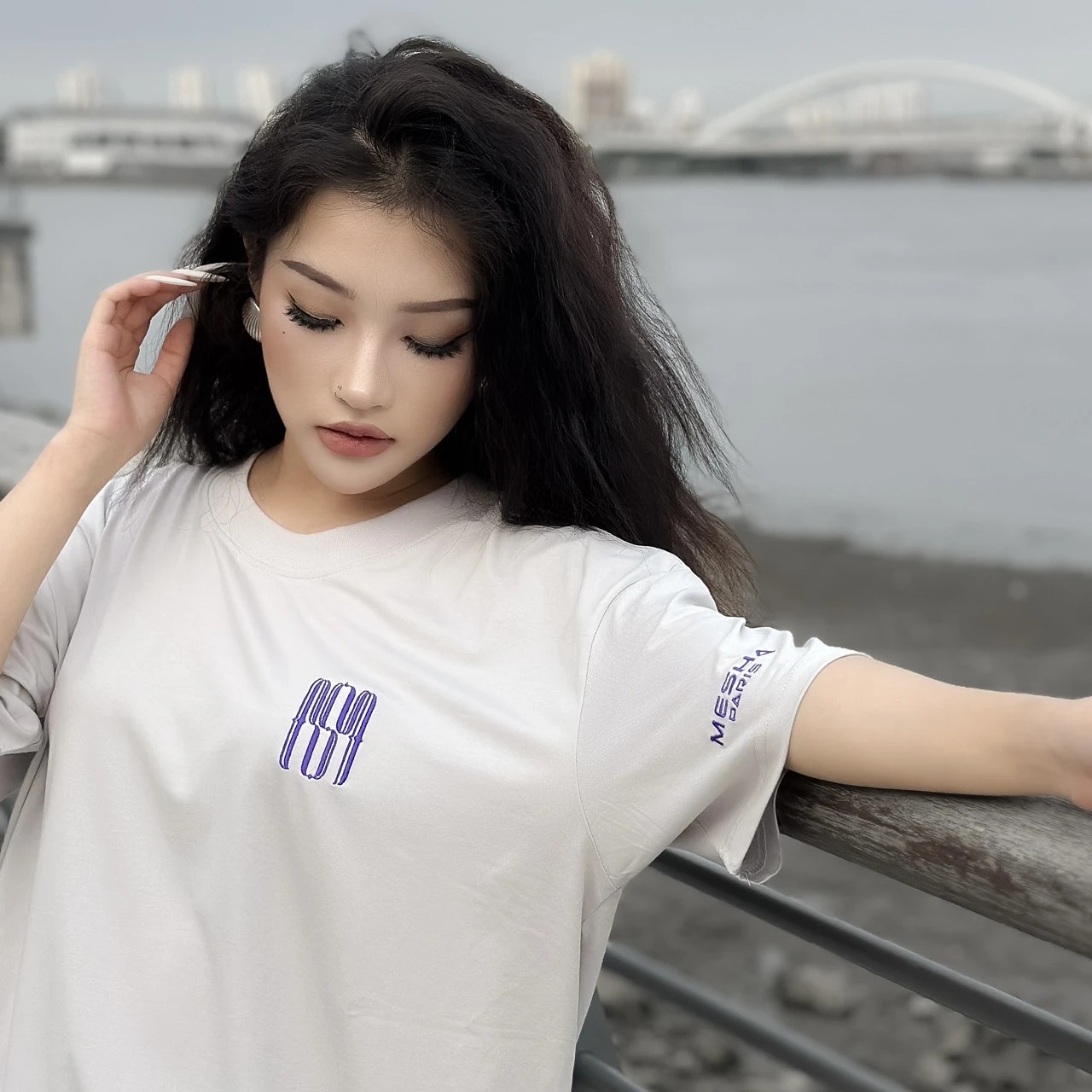 【MESHA】刺繡Logo｜灰勢力 · 藍標