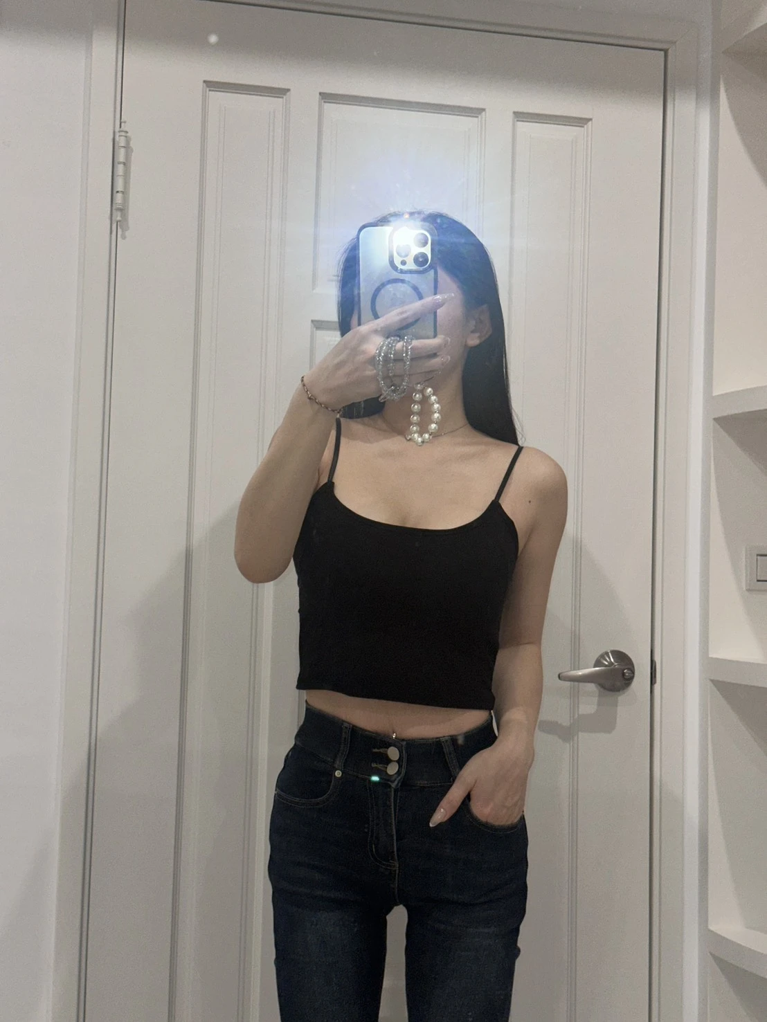 露背短板微磨毛細肩帶背心（內縫罩杯）