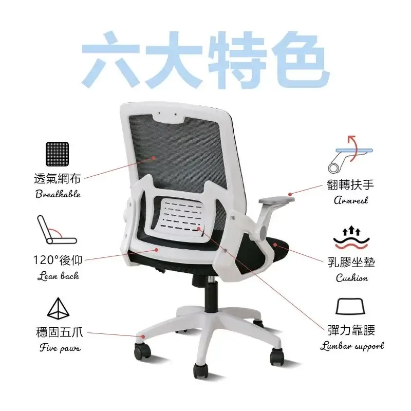 【凱文哥】人體工學辦公椅(黑色含頭枕款) 電腦椅 升降椅｜書房／辦公室／宿舍｜透氣網背 舒適滑輪 可後仰@WO