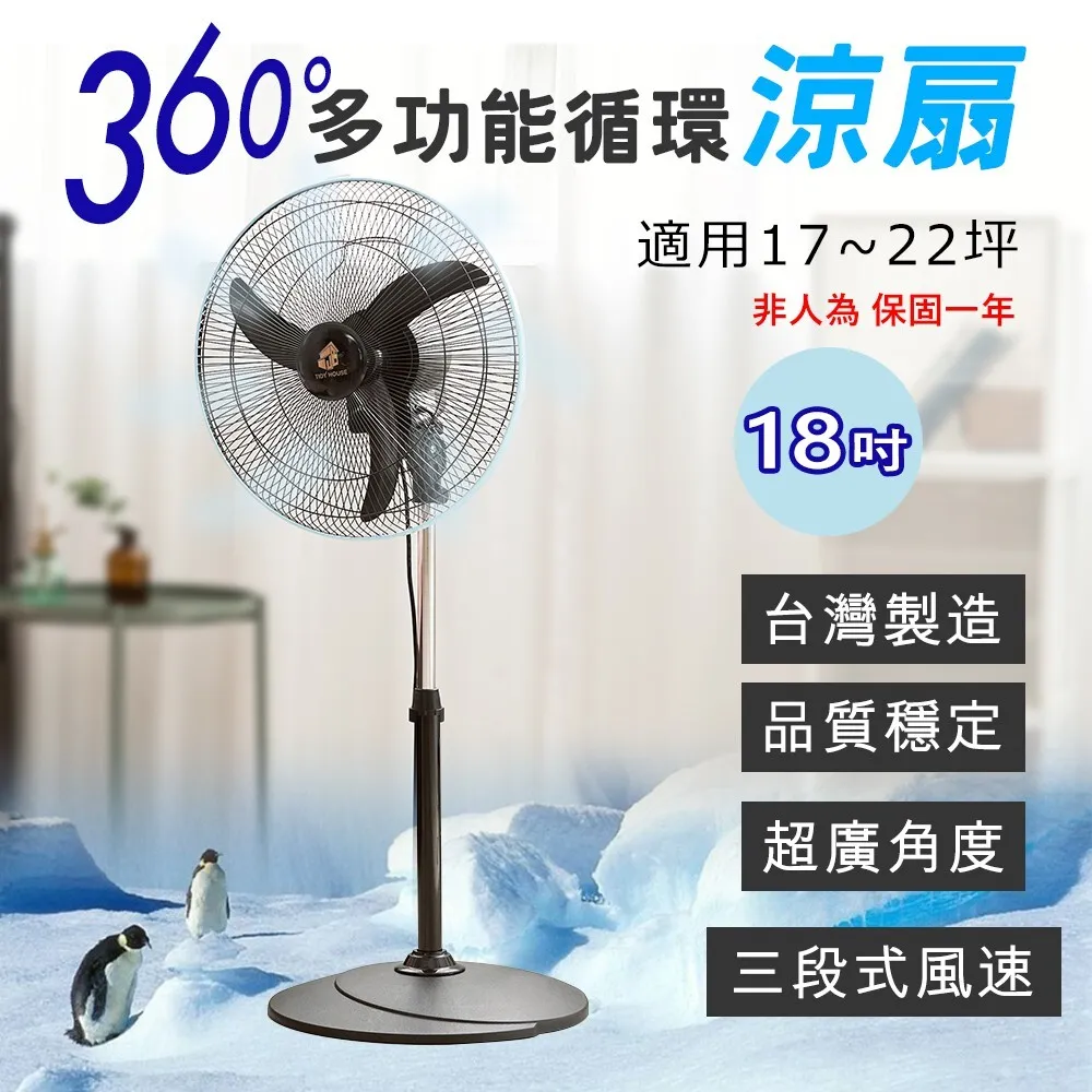 直立電風扇 循環扇 涼風扇｜客廳／臥室／辦公室｜台灣製造 360度循環 強勁風力