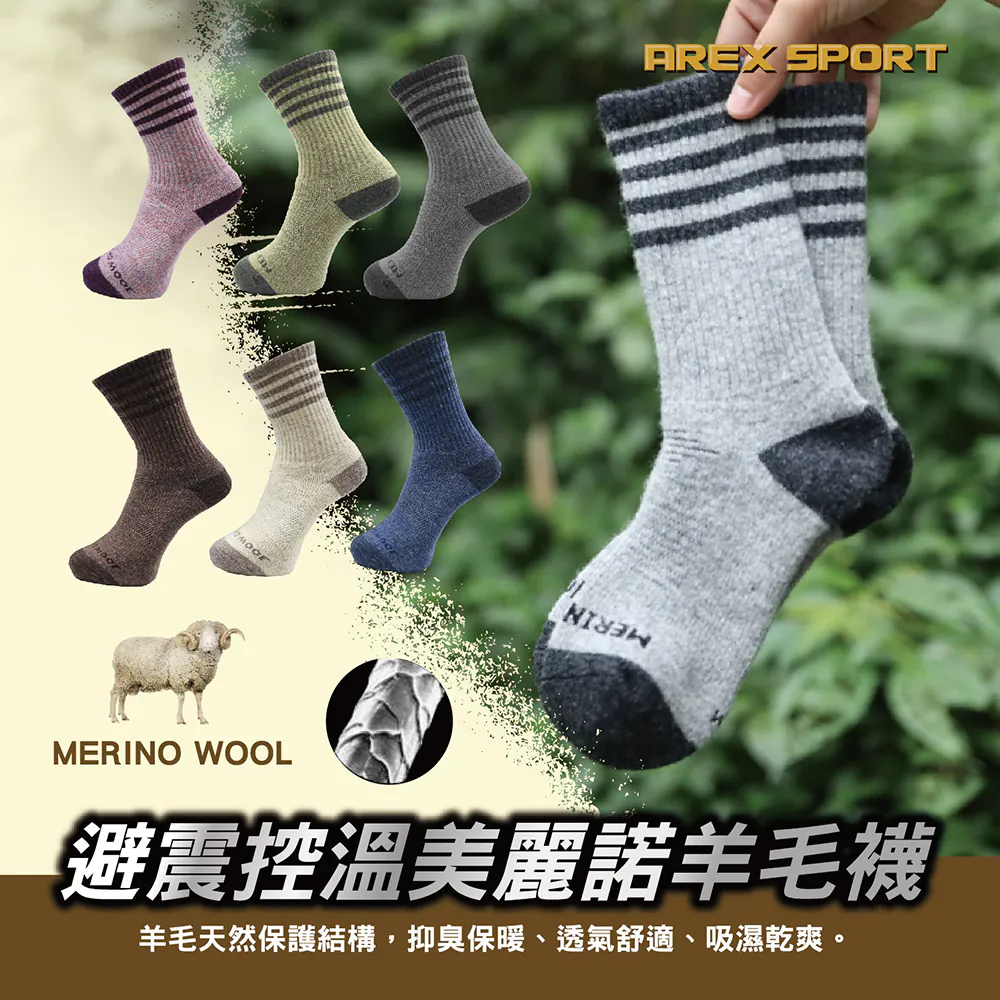 美麗諾羊毛襪 登山襪 運動襪｜登山／健行／抗寒｜台灣製吸濕排汗 避震控溫@HEN