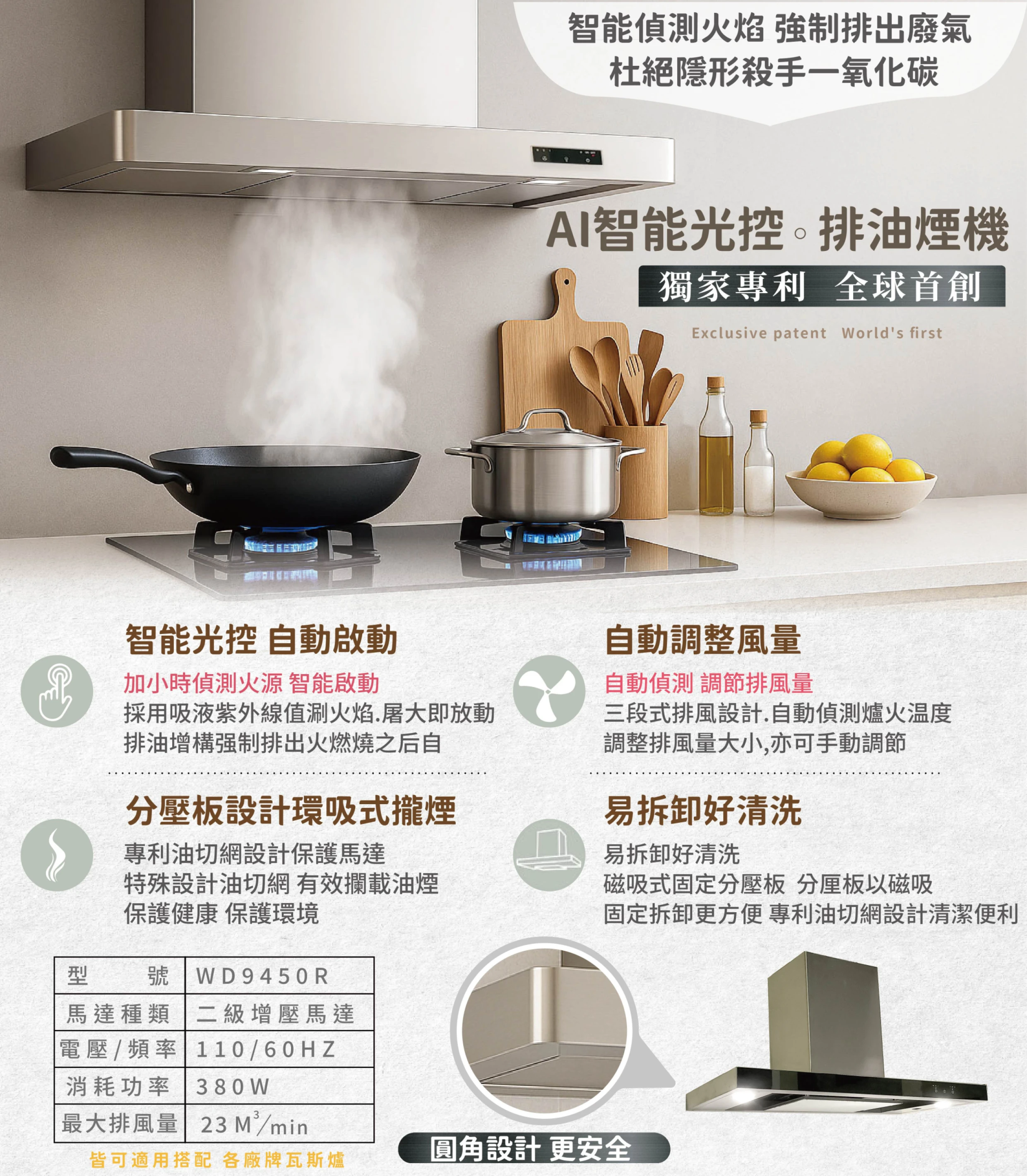 【智能光控 x 台灣製造】抽油煙機 偵測火焰自動開機 強制排出廢氣 杜絕隱形殺手一氧化碳 6年保固 終身保修 沒在看成本的凱文哥-只給你cp值最好的