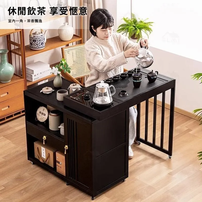 楠竹茶車移動茶台置物架｜茶室／客廳／沙發旁｜多層收納泡茶專用推車