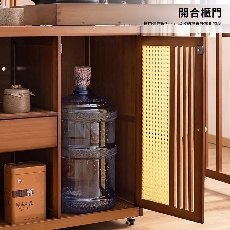 【楠竹移動食堂車置物棚台所整理お茶酒家庭用押し車多層棚】3 楠竹茶車移動茶台置物架｜茶室／客廳／沙發旁｜多層收納泡茶專用推車