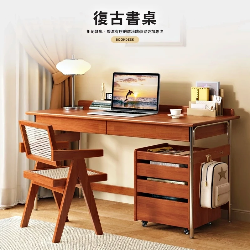 【凱文哥】復古實木書桌 辦公桌 工作台｜書房／工作室／文創空間｜經典胡桃色 寬敞桌面@HAP