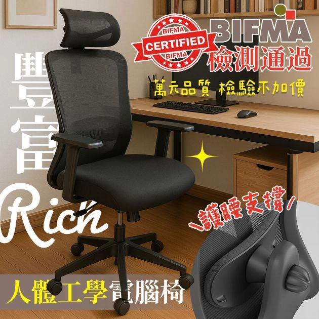 【凱文哥】高階人體工學椅 電腦椅 辦公椅｜居家辦公／午休神座／書房｜可調式頭枕 護腰透氣網背 (全能型舒適支撐)@WO