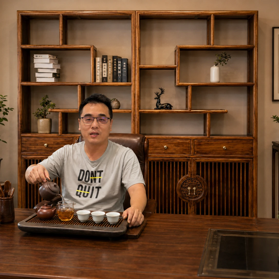 【免安裝 整組到府定位】新中式實木風博古架展示櫃｜客廳書房茶室收納架 玄關隔間置物櫃 展示架 書櫃 酒櫃 收藏櫃
