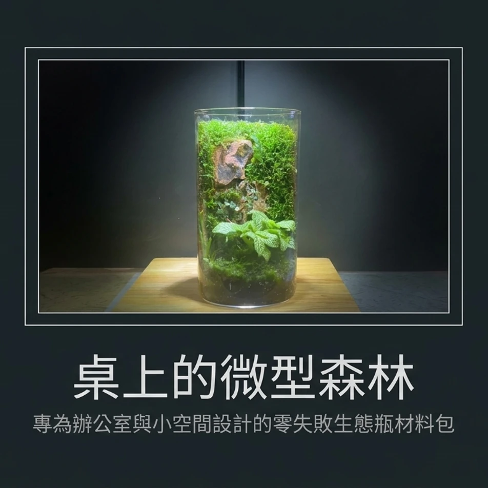 【凱文哥】掌心上的熱帶雨林 微景觀微型生態瓶｜高透光高硼硅玻璃 × 綠意微景觀｜辦公室桌上型療癒植栽 (低維護免頻繁澆水／居家質感擺飾)