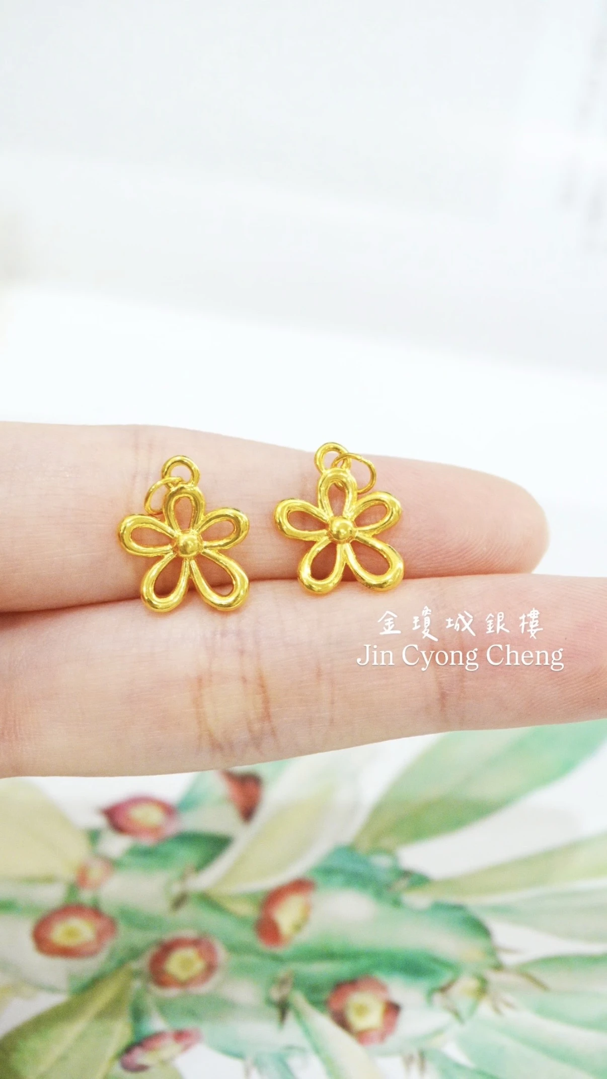雞蛋花黃金墜子