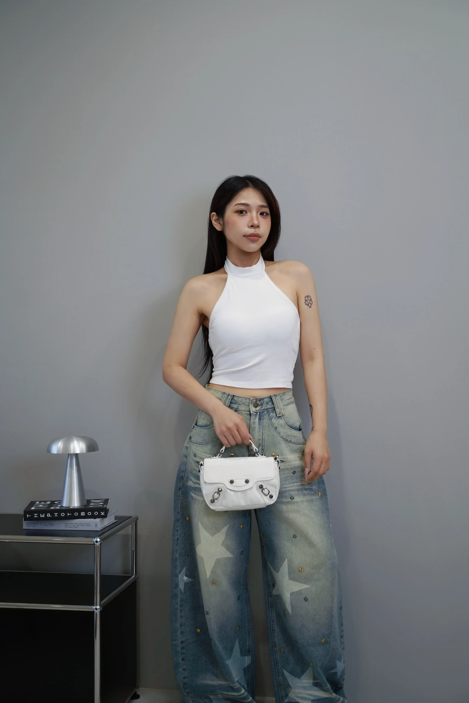 高領性感 𝗑 後美背掛脖挖肩罩杯背心 //3色