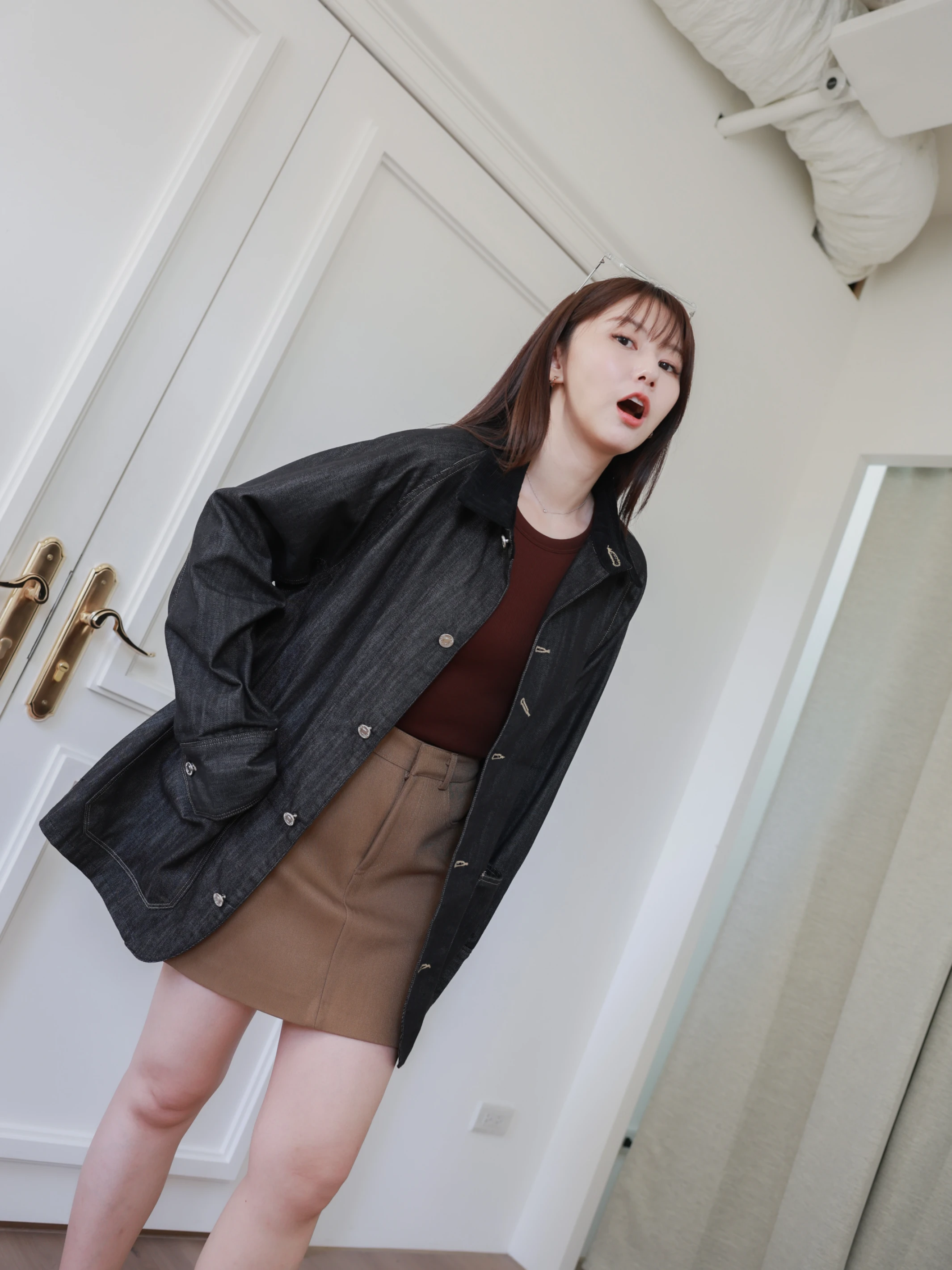 現｜拼接領牛仔外套