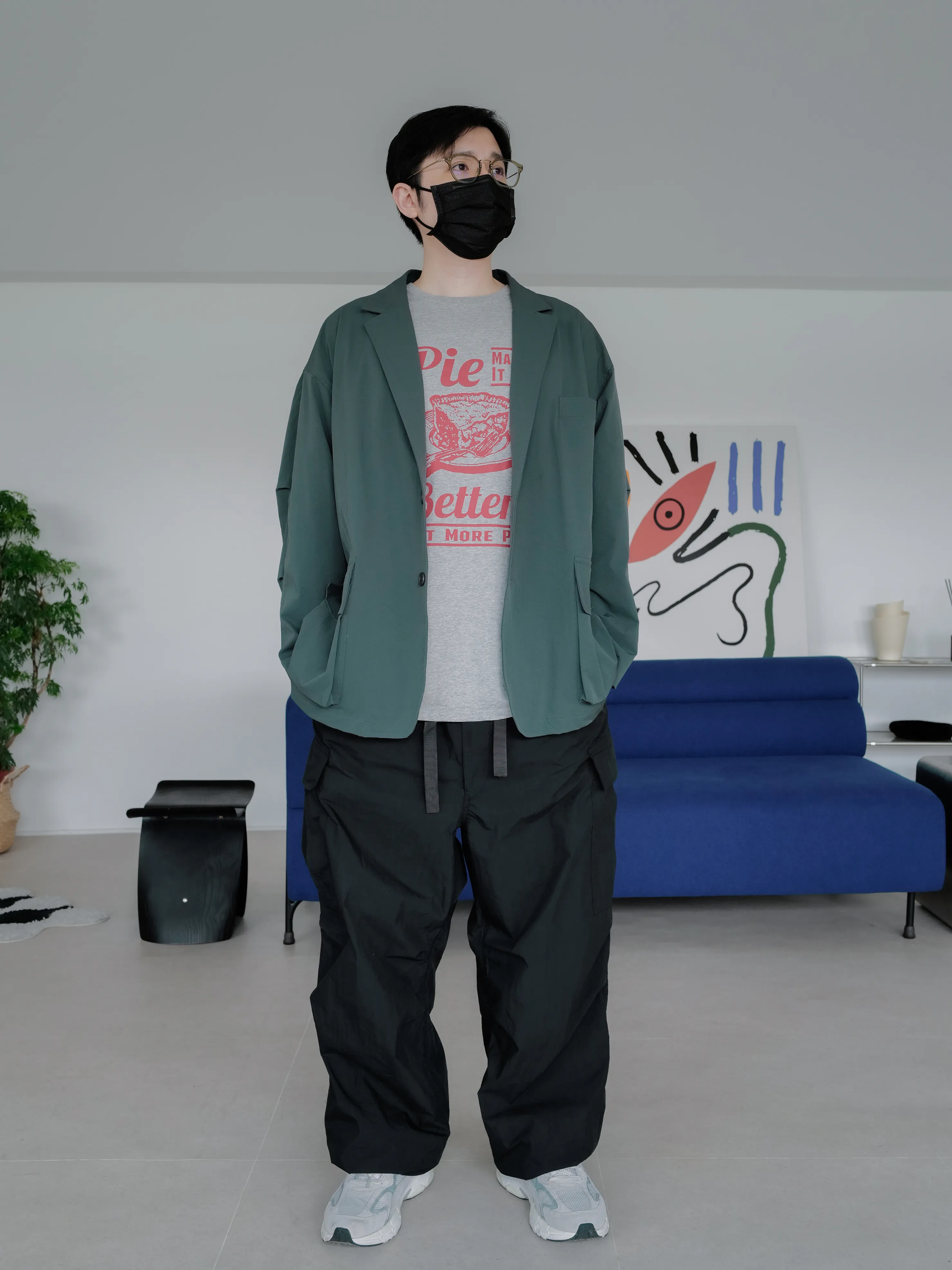 現｜工業男子織帶插扣長褲-黑