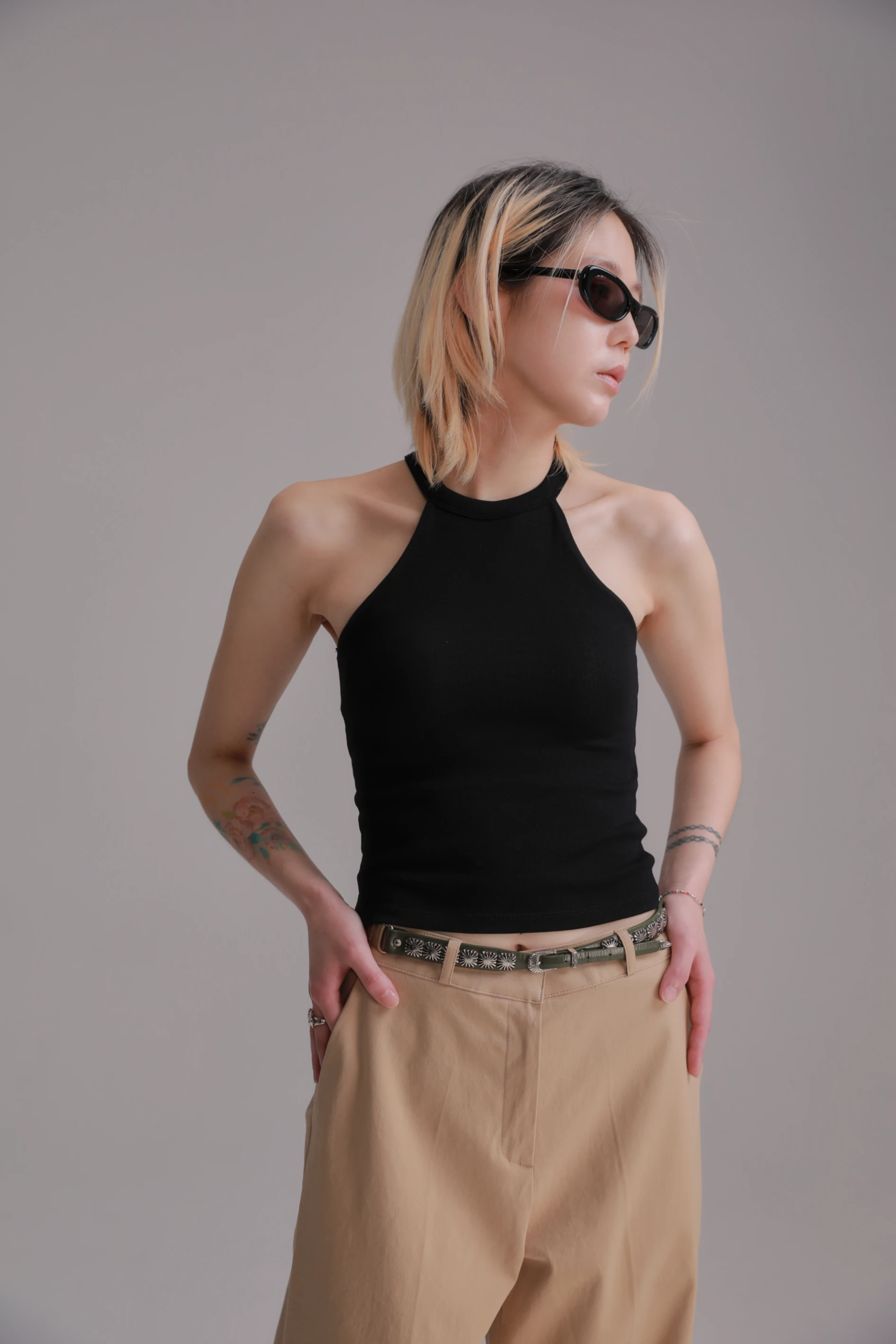 現|削肩Bra Top