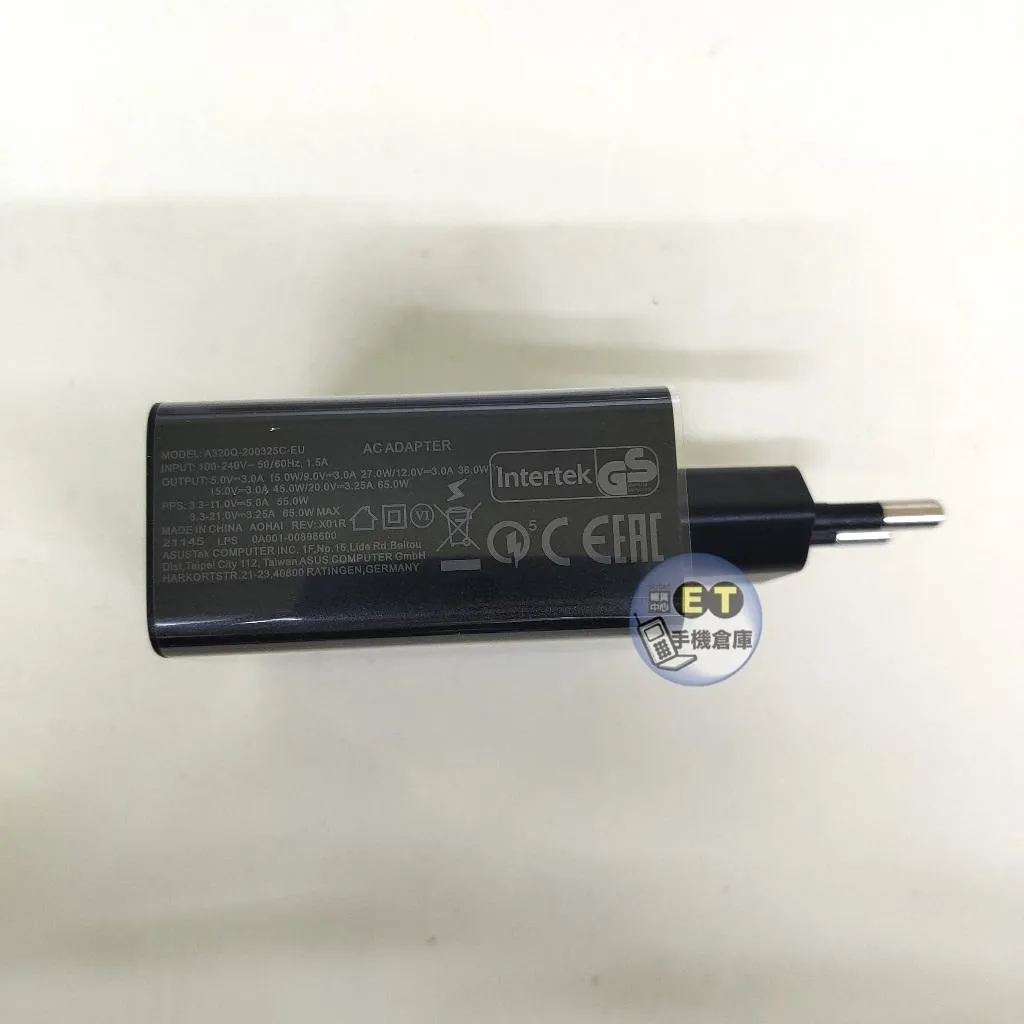 ASUS (Type-C) 旅充 20V-3.25A 氮化鎵 QC5 原廠 歐規 65W 旅充 充電器