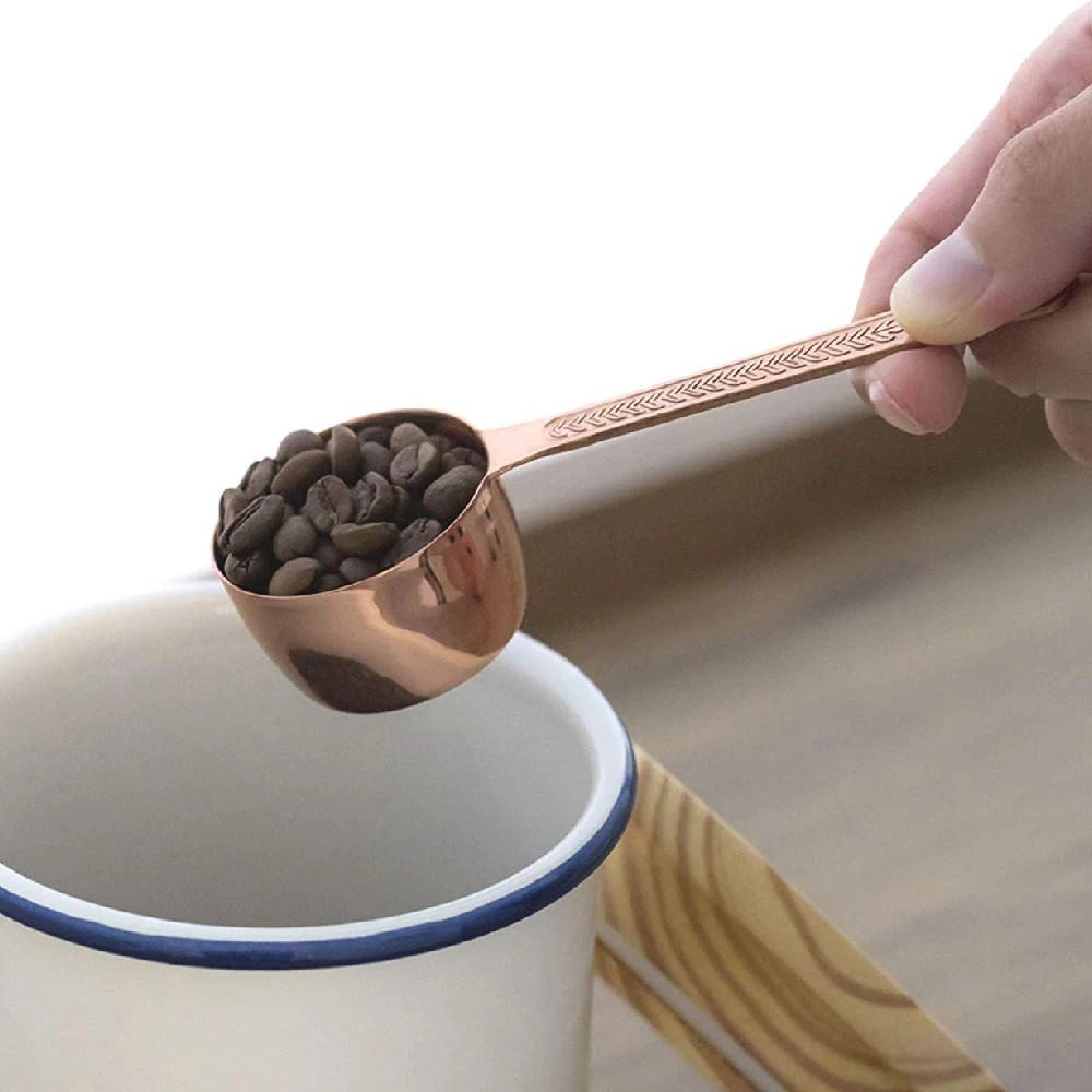 Kalita 銅製咖啡豆匙｜桂冠雕花｜日本工藝豆匙｜約10g 精準量匙福庫