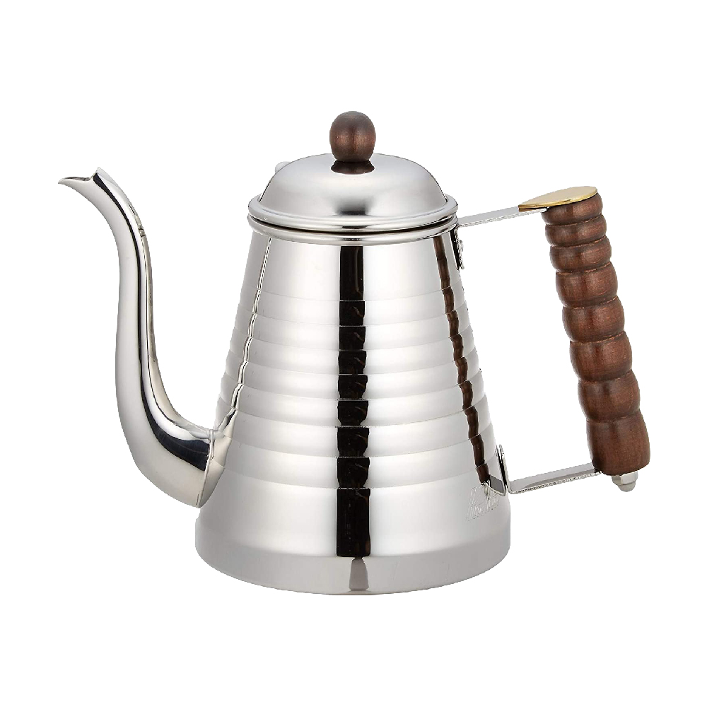 Kalita 不鏽鋼波紋手沖壺（1000ml）｜原木手把｜日本製咖啡細口壺福庫