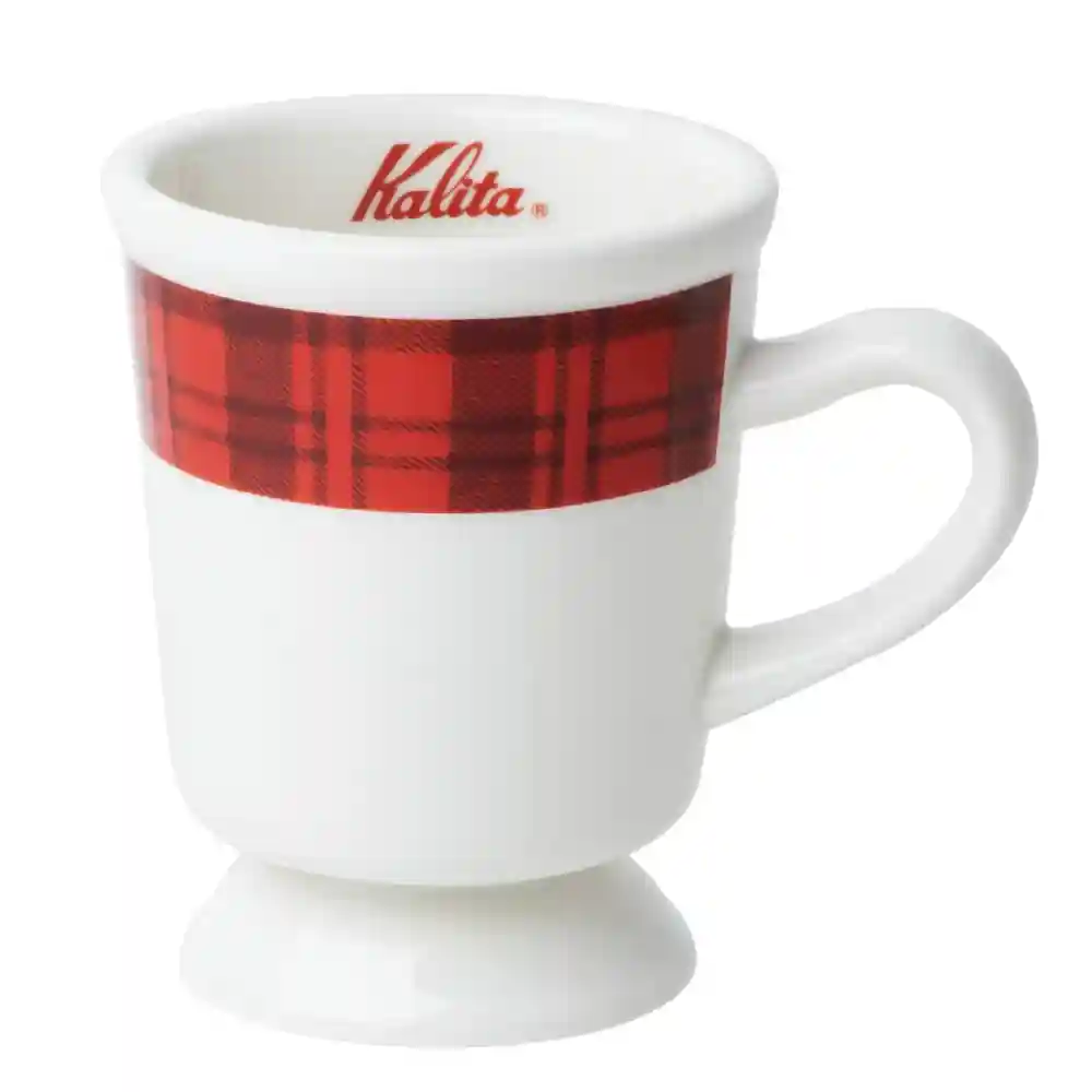 Kalita 復古紅格紋馬克杯（大）250ml｜昭和風手沖咖啡杯